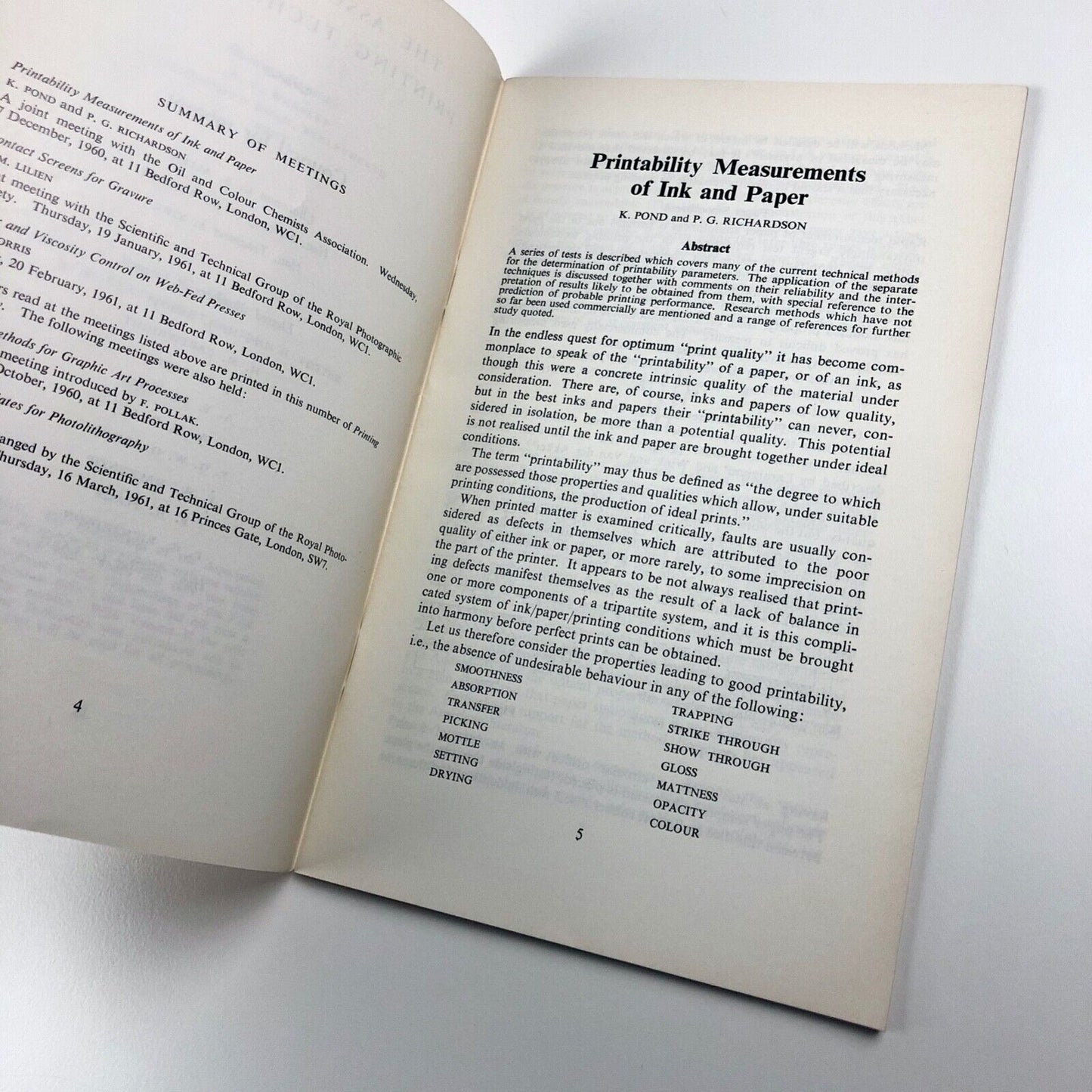 Printing Technology | Association of Printing Technologists Aug 1961 Vol V No 1