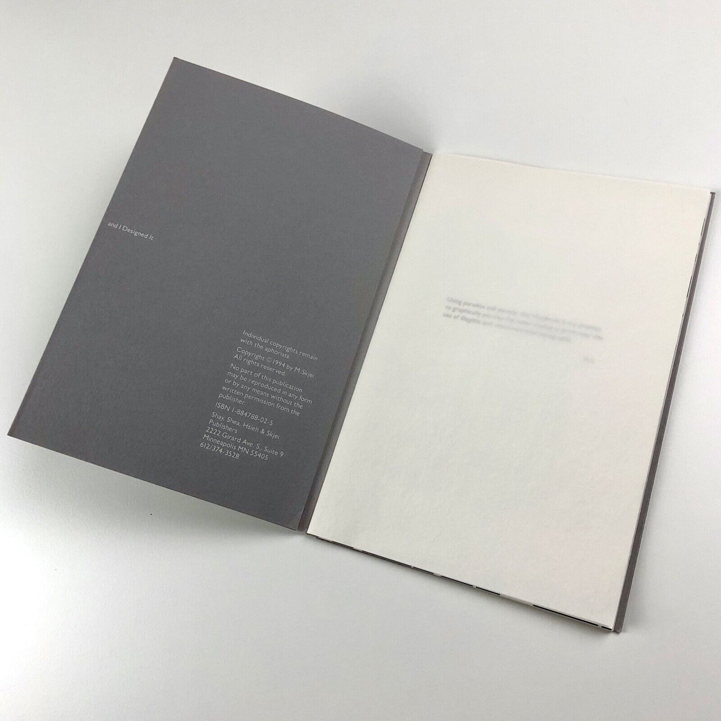 I Can’t Read This and I Designed This by M. Skjei 1994 - chapbook and envelope