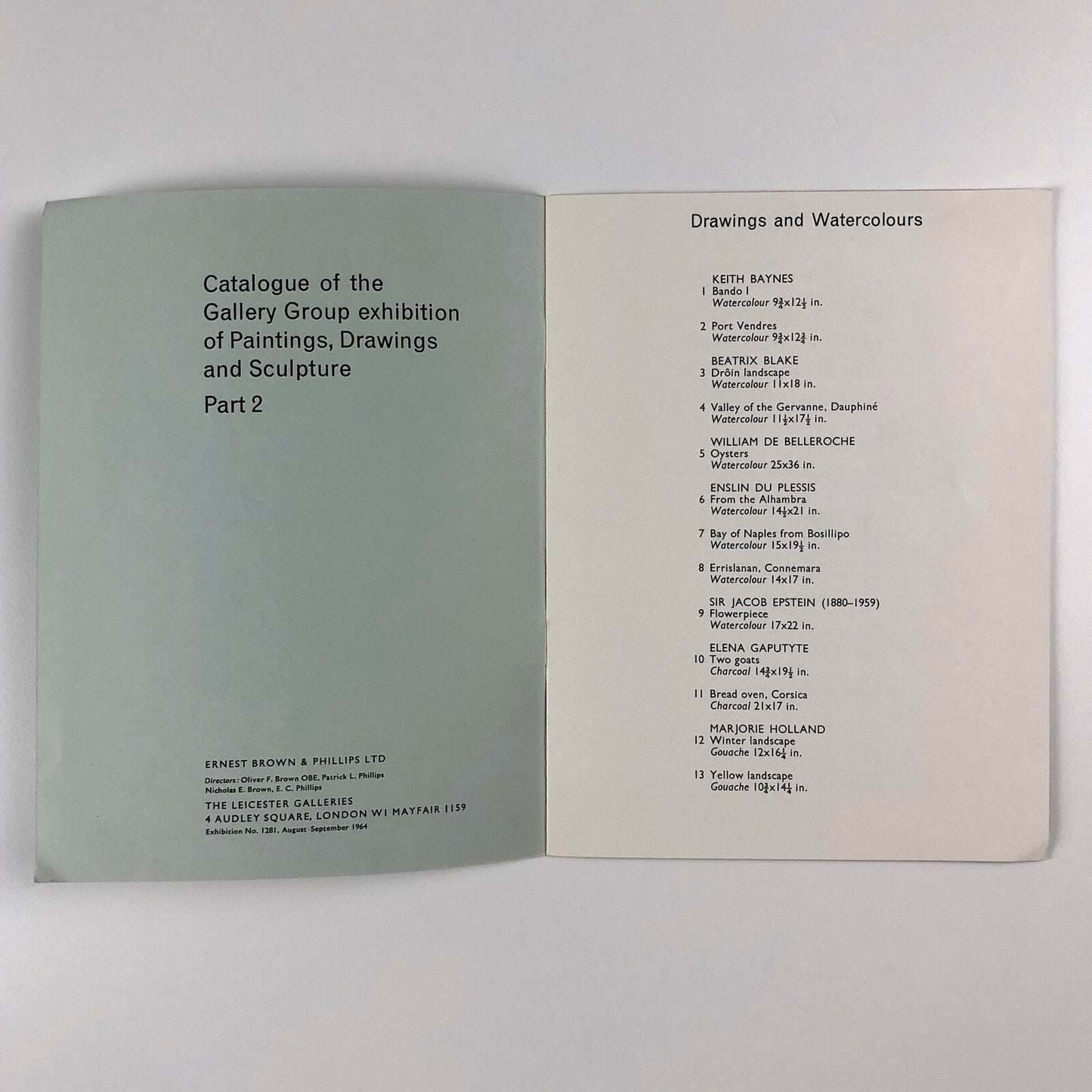 Gallery Group Part 2. The Leicester Galleries, Ernst Brown & Phillips 1954