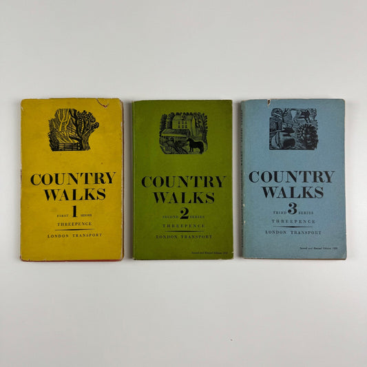 Country Walks London Transport (3 vols) by Charles White. Eric Ravilious woodcuts Vol 1 (1936); Vol 2 (second and revised edition 1938, first published 1936); Vol 3 (second and revised edition 1939, first published 1937)
