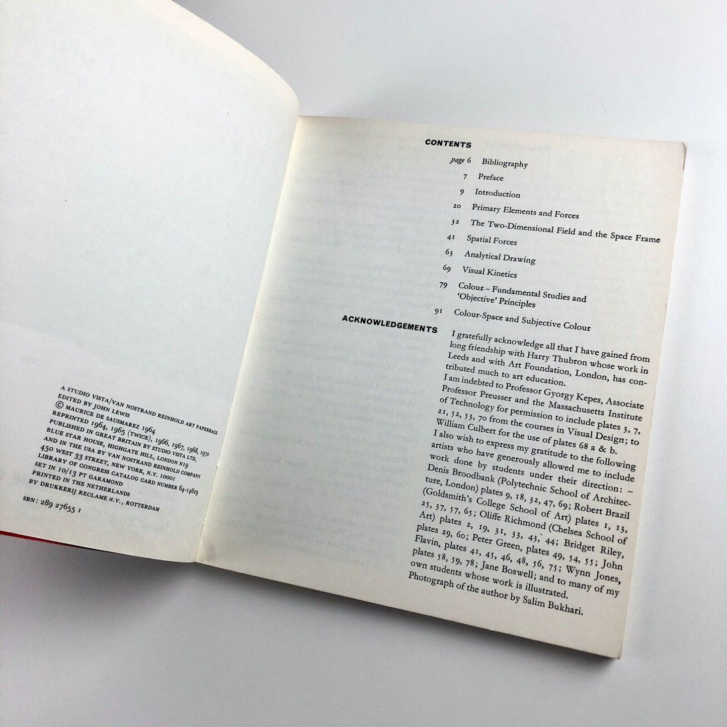 Basic Design: The Dynamics of Visual Form by M. de Sausmarez | Studio Vista/Van Nostrand Reinhold, 1970