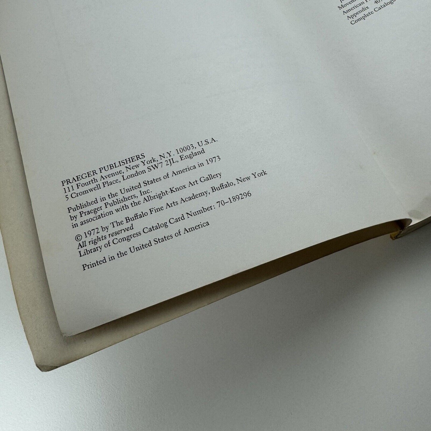Contemporary Art 1942-72. Collection of the Albright-Knox Art Gallery | Praeger Publishers, 1973
