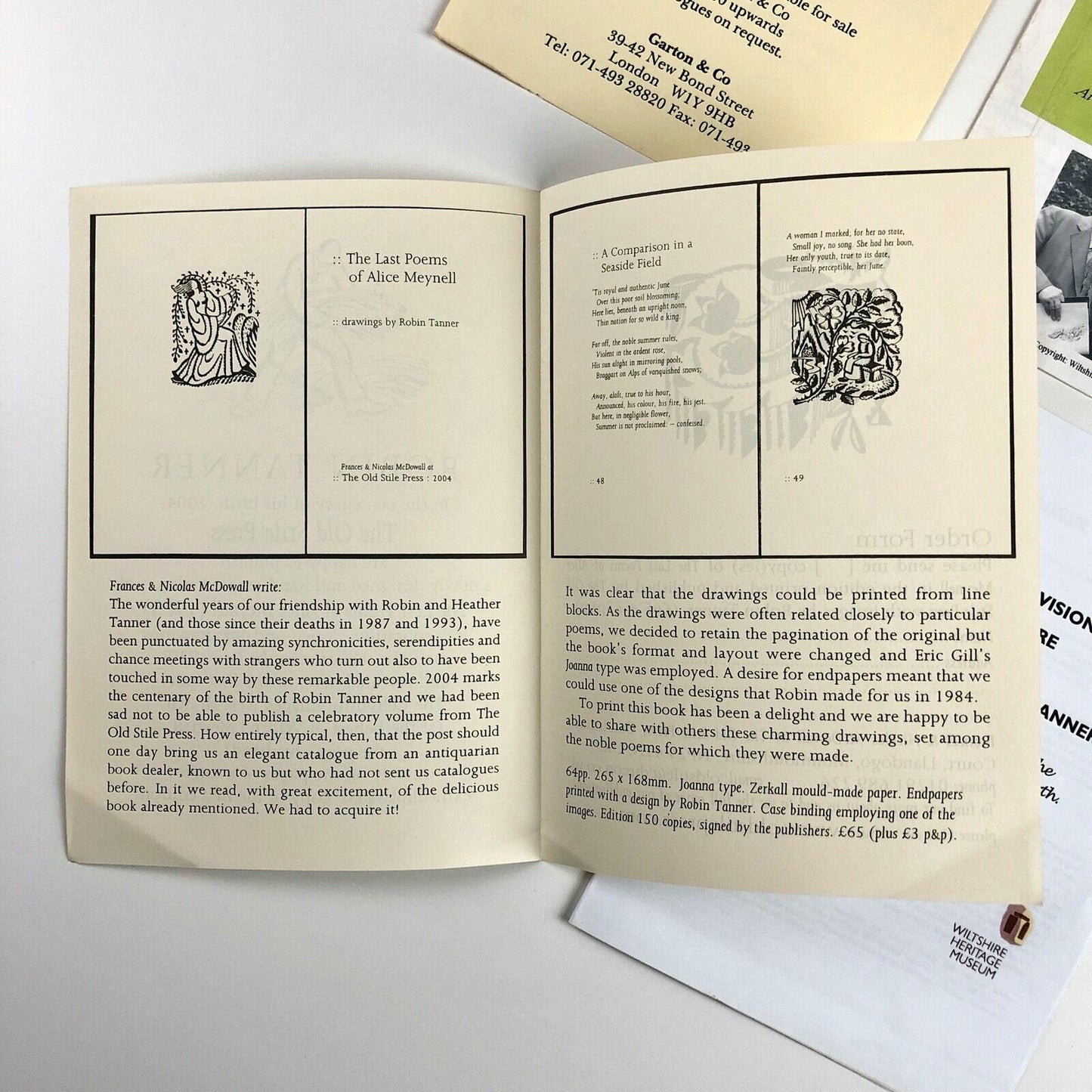 Four items of ephemera relating to the etcher Robin Tanner 2003-2004