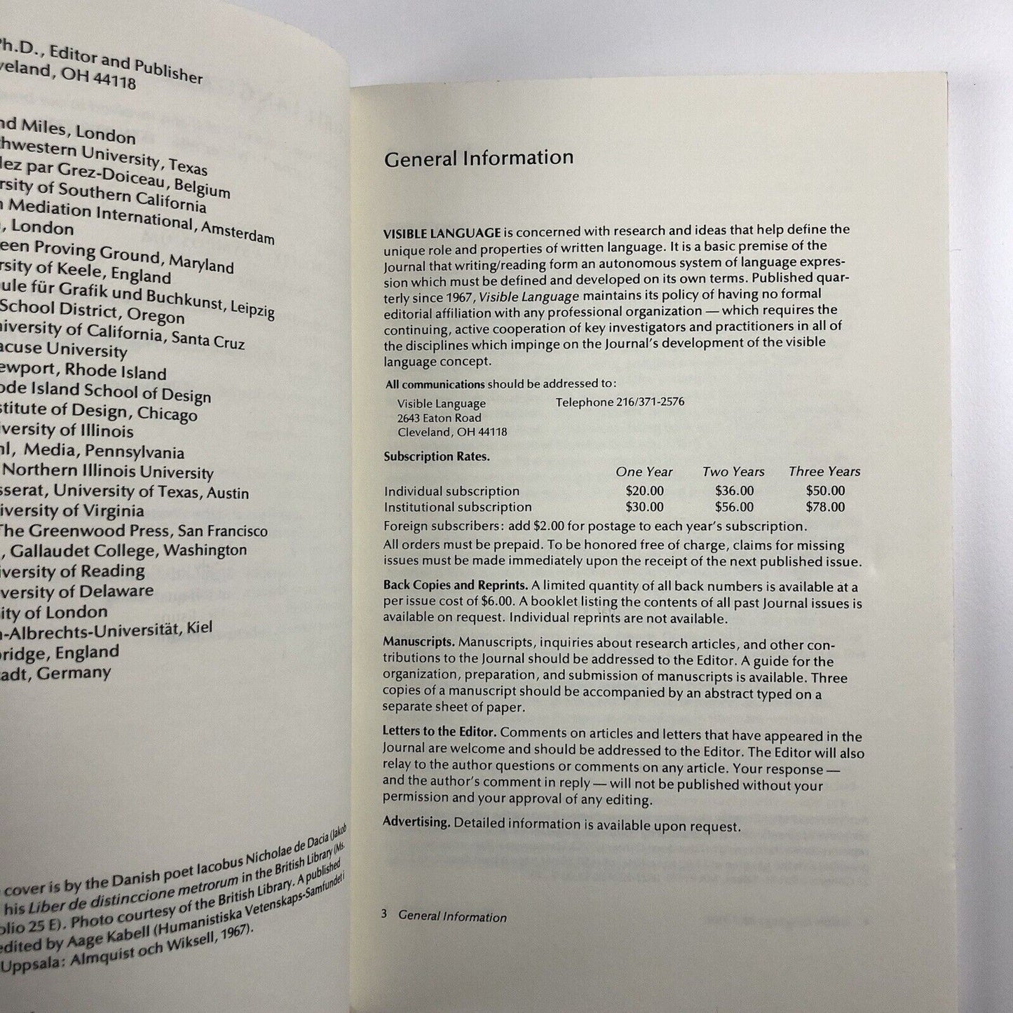 Visible Language journal XX I | Winter 1986 | Special issue – Pattern Poetry