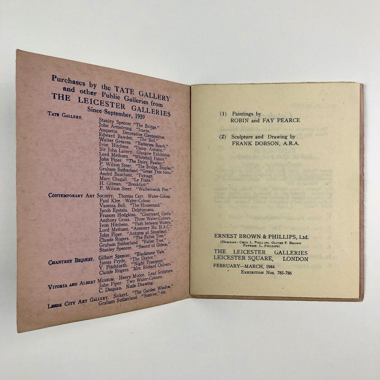 Robin and Fay Pearce | Sculpture and drawings by Frank Dobson | Ernest Brown & Phillips, Leicester Galleries catalogue, 1958