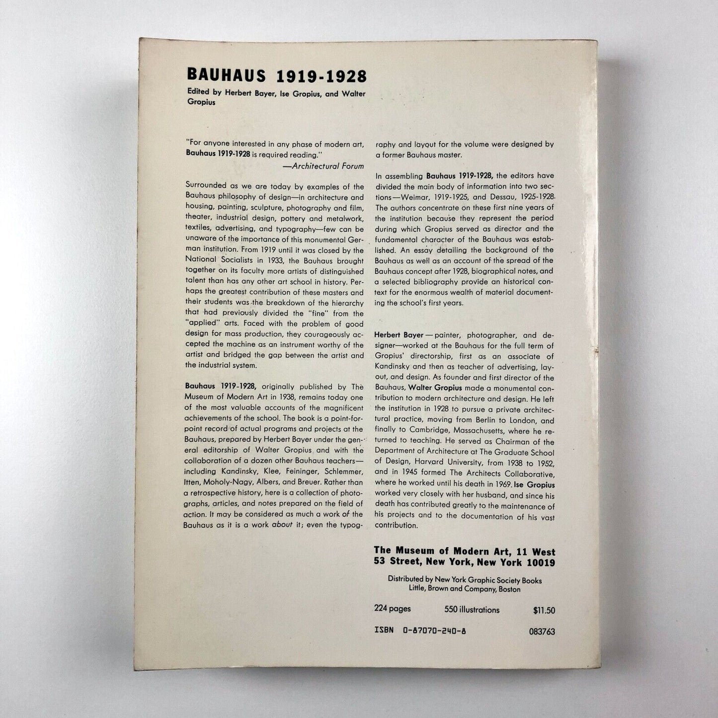 Bauhaus – 1919–1928 | Edited by Bayer/Gropius | MOMA, 1986 edition