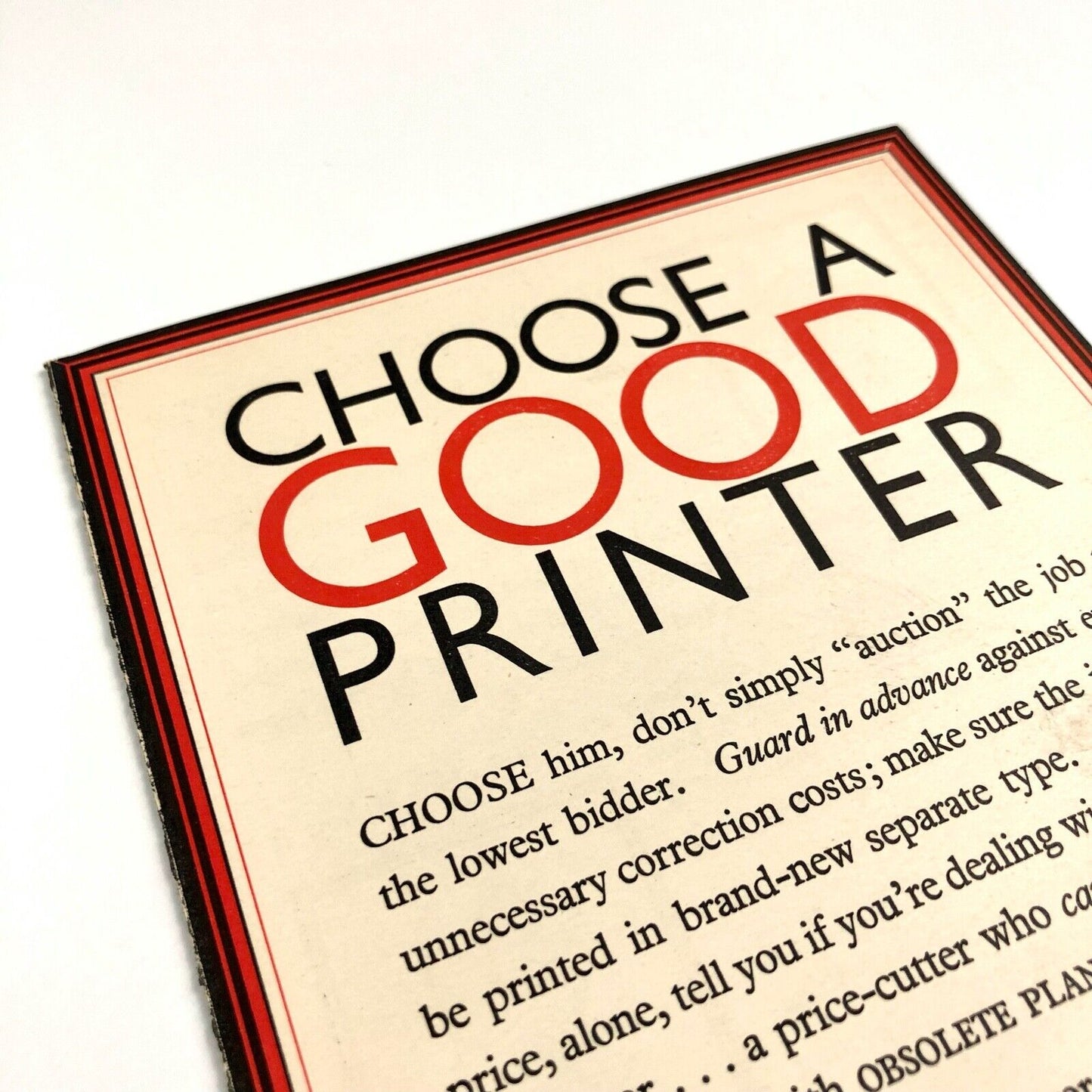 Choose a Good Printer | Monotype Corporation small leaflet | Undated