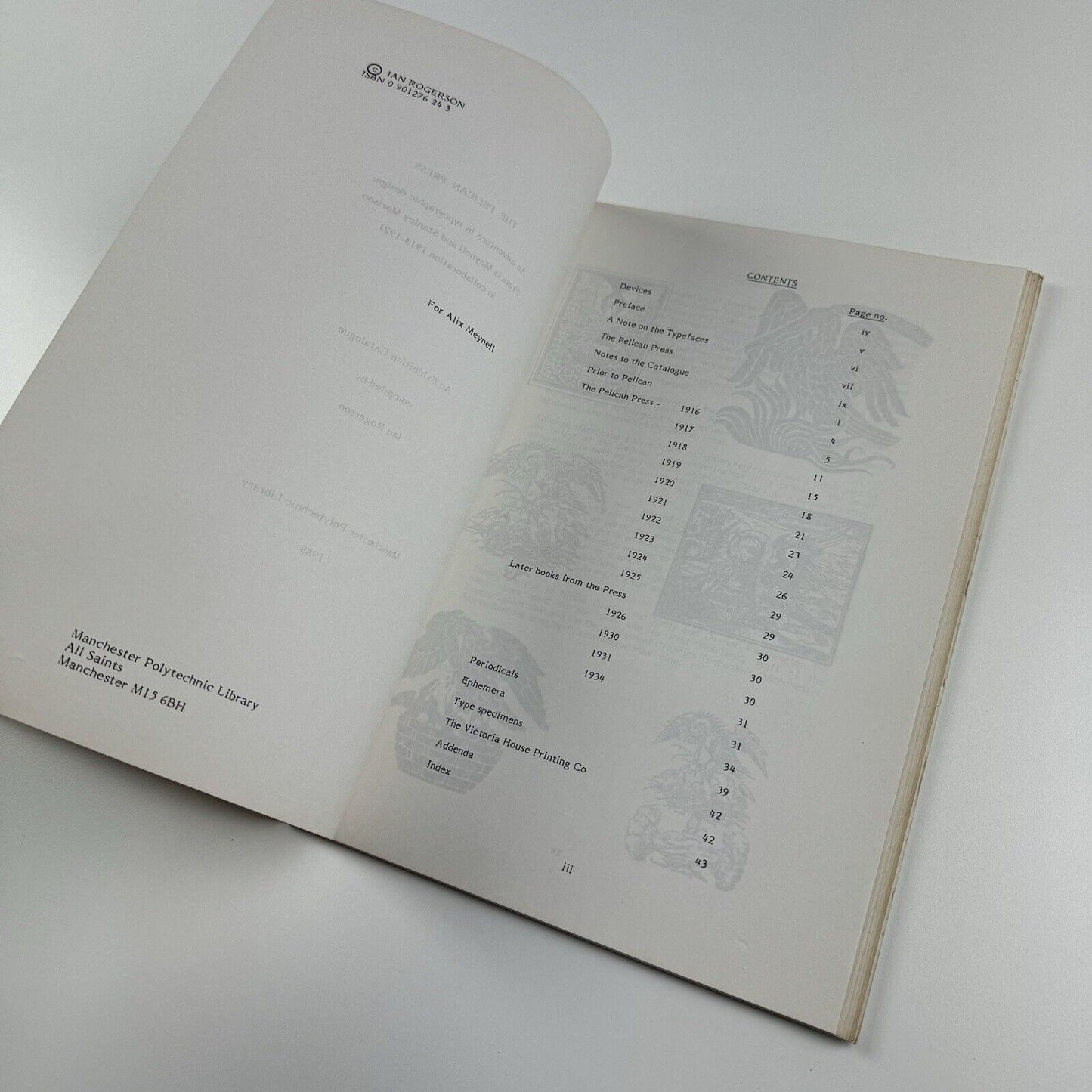 The Pelican Press Francis Meynell and Stanley Morison | Exhibition catalogue booklet, Ian Rogerson 1989