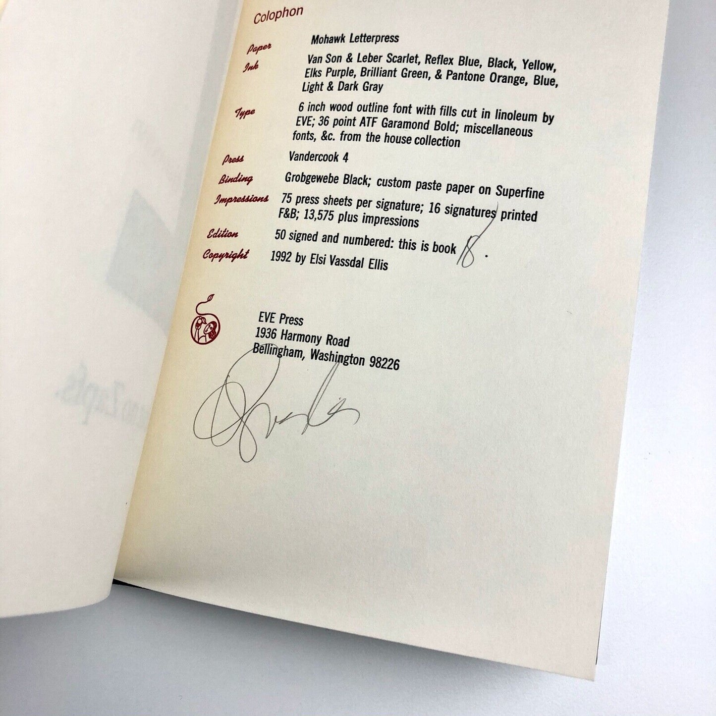 A Typographer's ABC | Elsi Vasdal Ellis, 1992 | limited edition signed Eve Press