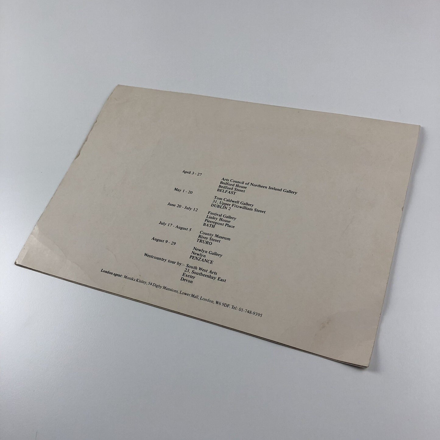 Tony O'Malley folded card | Intro by Patrick Heron | Touring exhibition, 1974