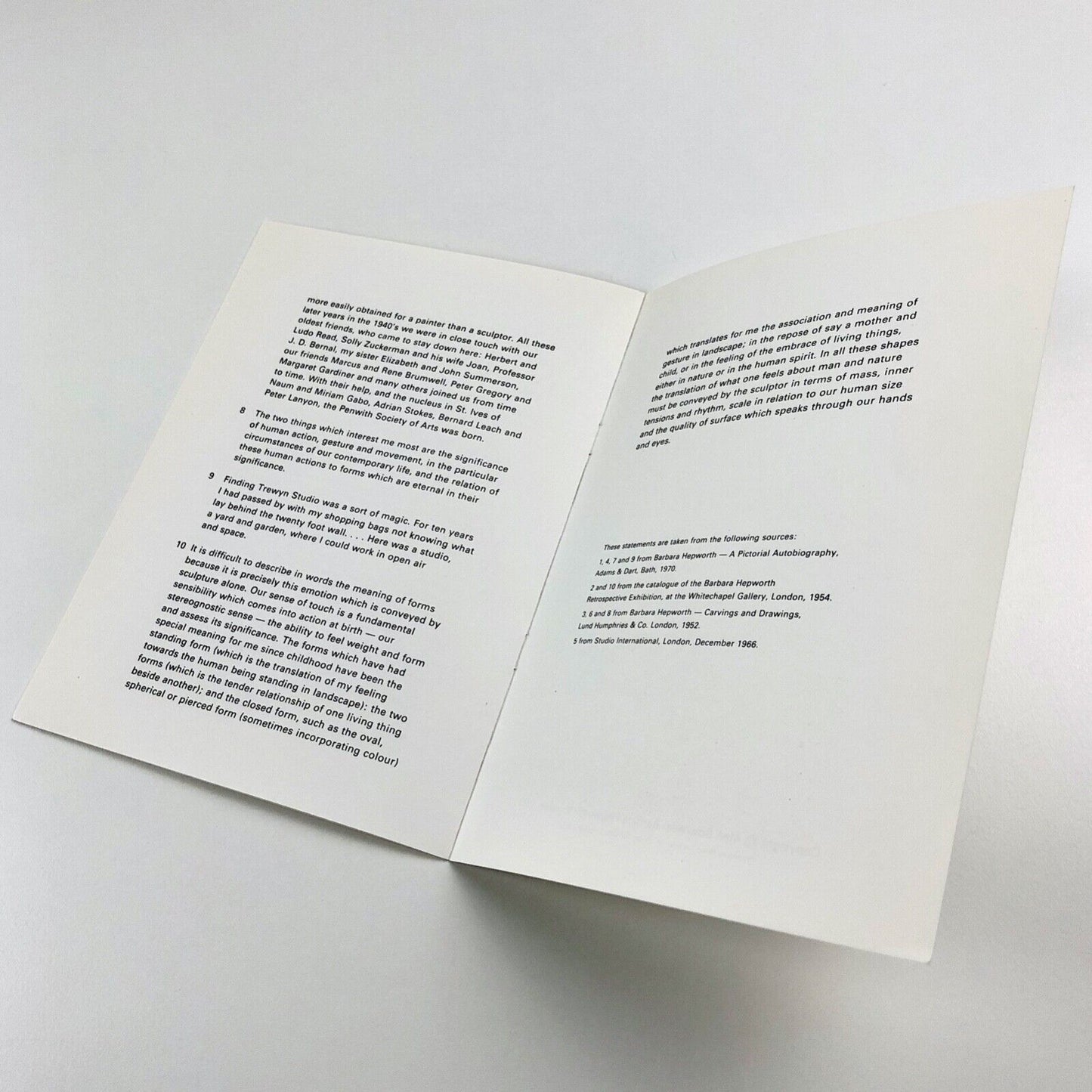 Some Statements by Barbara Hepworth | Barbara Hepworth Museum leaflet, 1977 | Alan Bowness