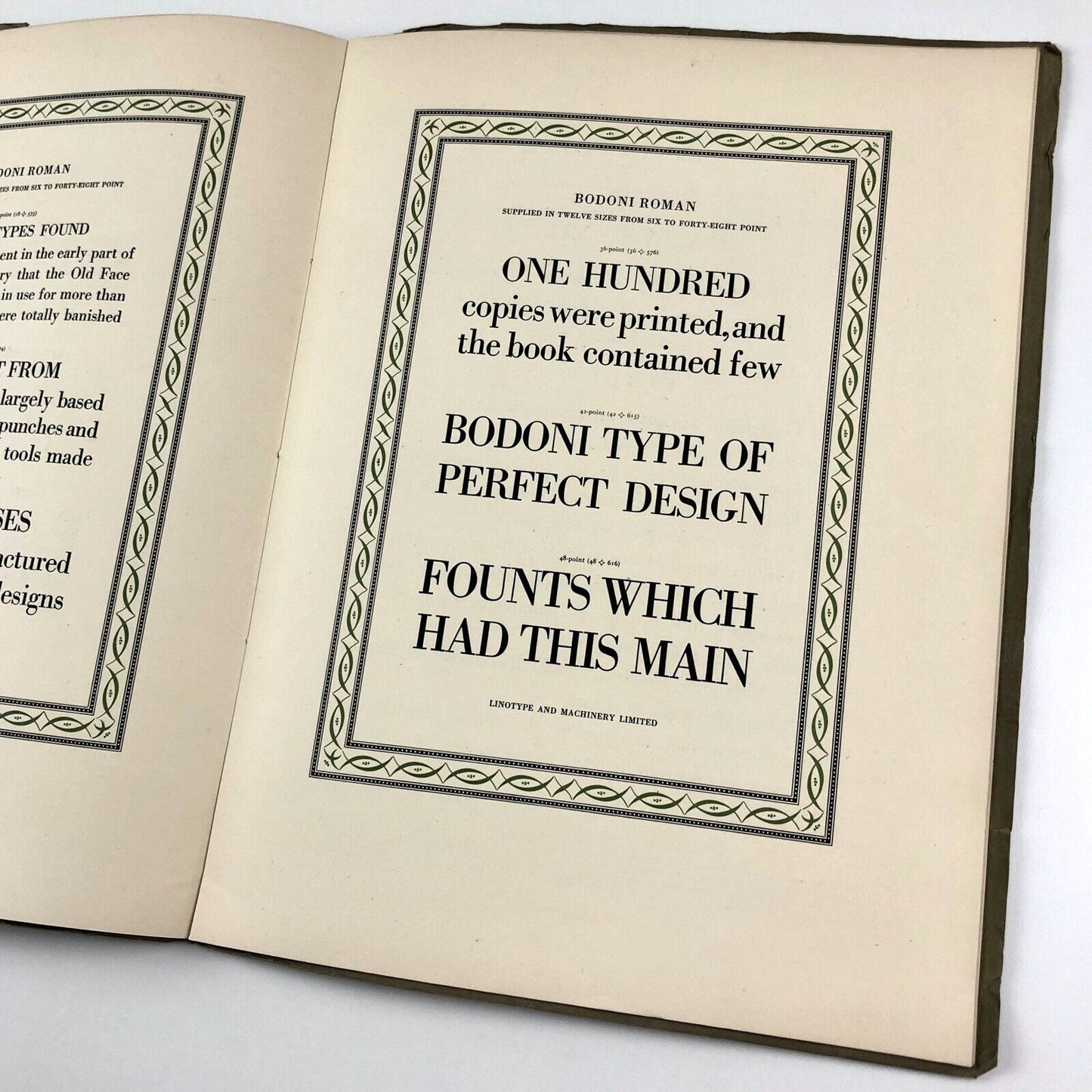 Linotype Bodoni Series and Parma Ornaments | Type specimen booklet 1920/30s?