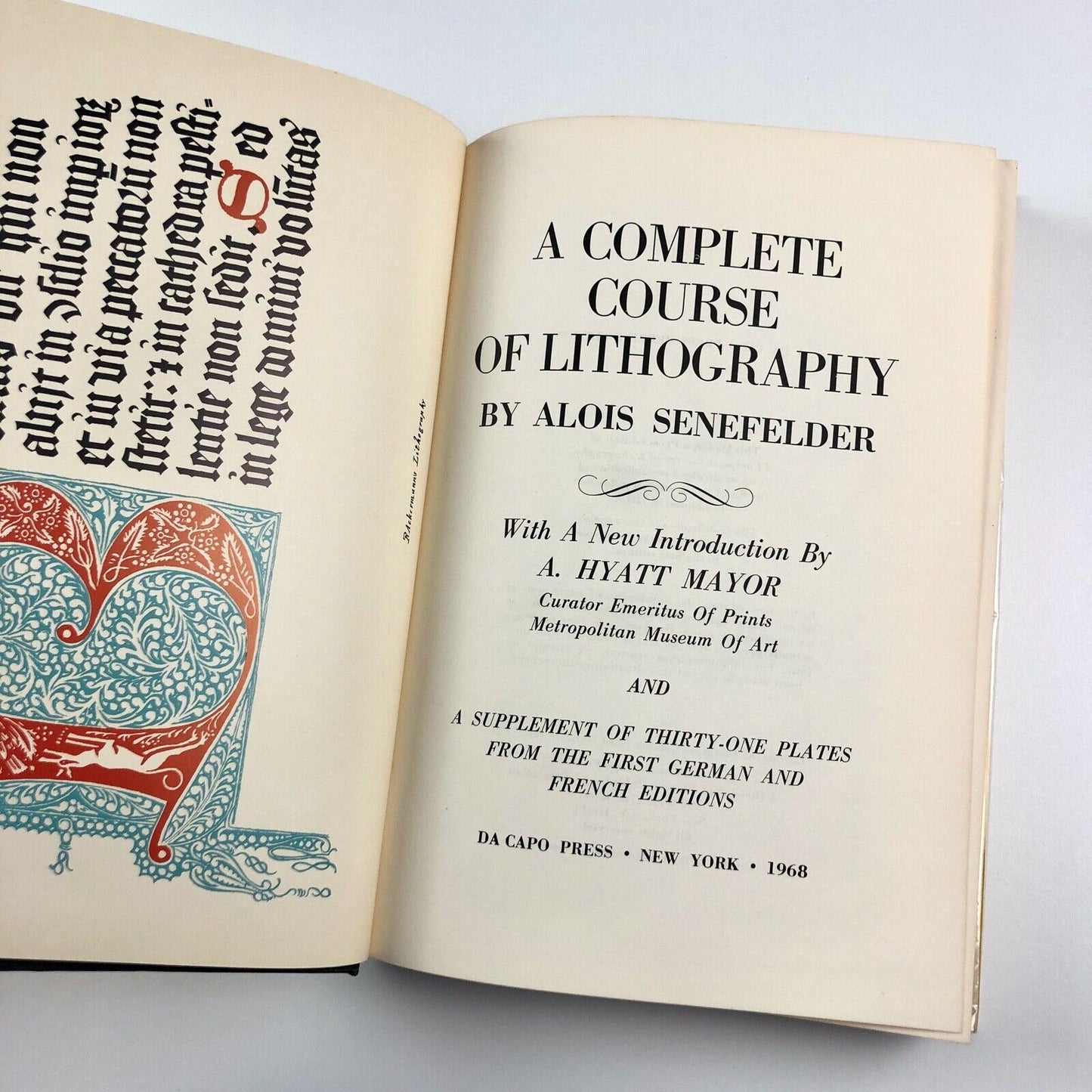 A Complete Course of Lithography by Alois Senefelder | De Capo Press, 1968
