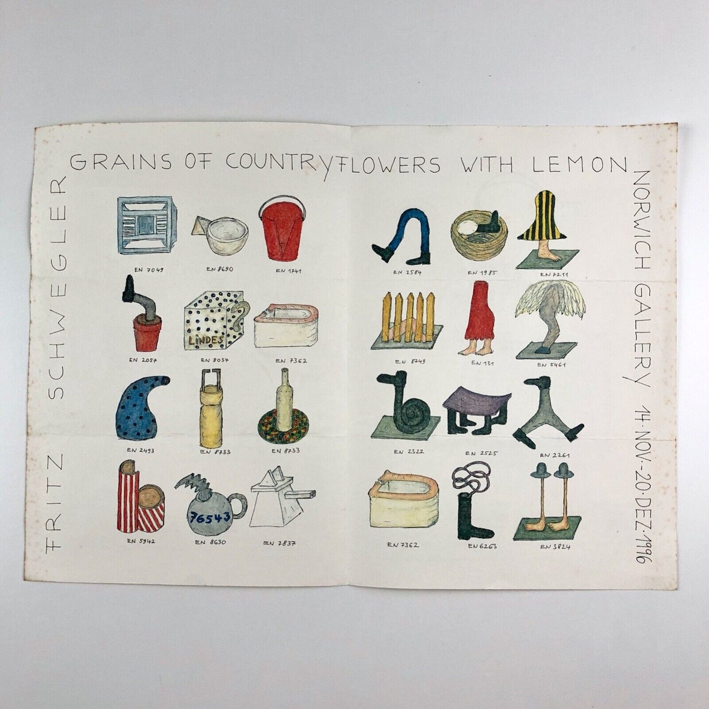 Leaflet to accompany the exhibition Fritz Schwegler | Norwich Gallery Norwich School of Art and Design 1996
