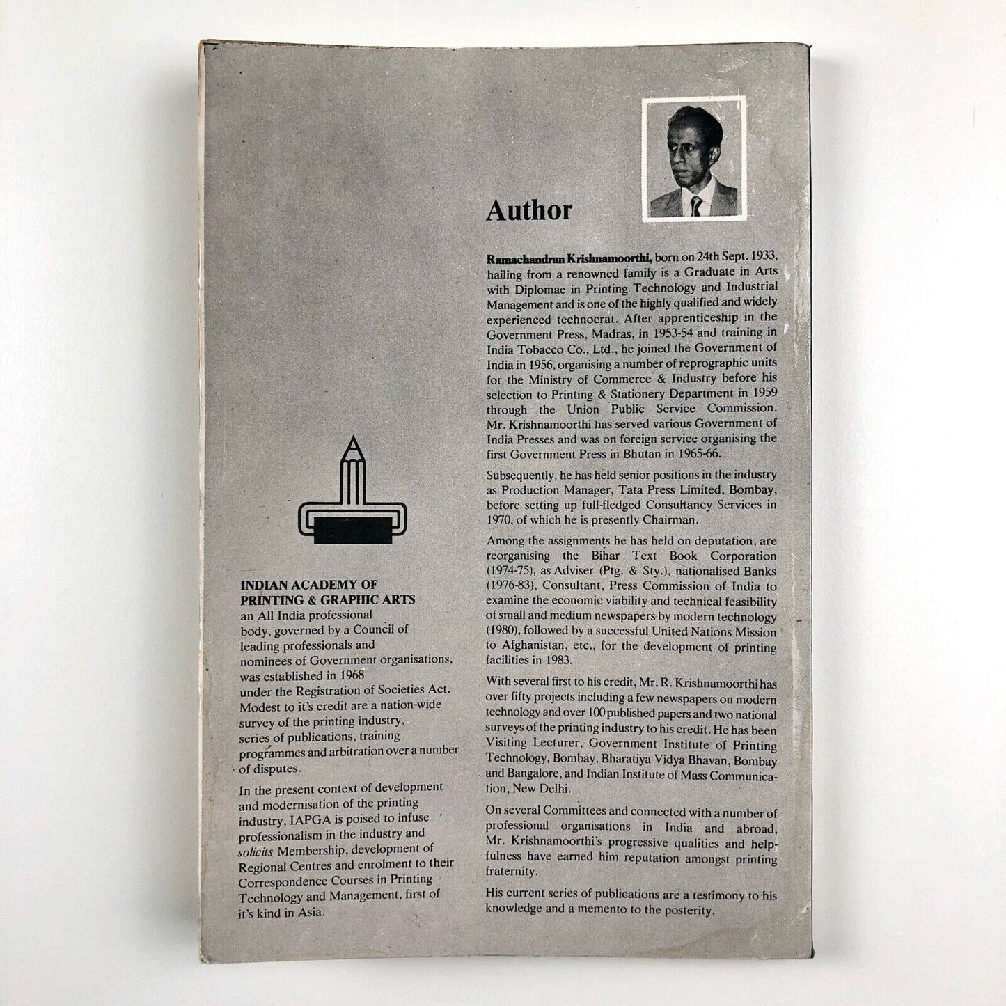 Glossary of Terms in Printing and Allied Technology by R. Krishnamoorthi | Indian Academy of Printing & Graphic Arts, 1989