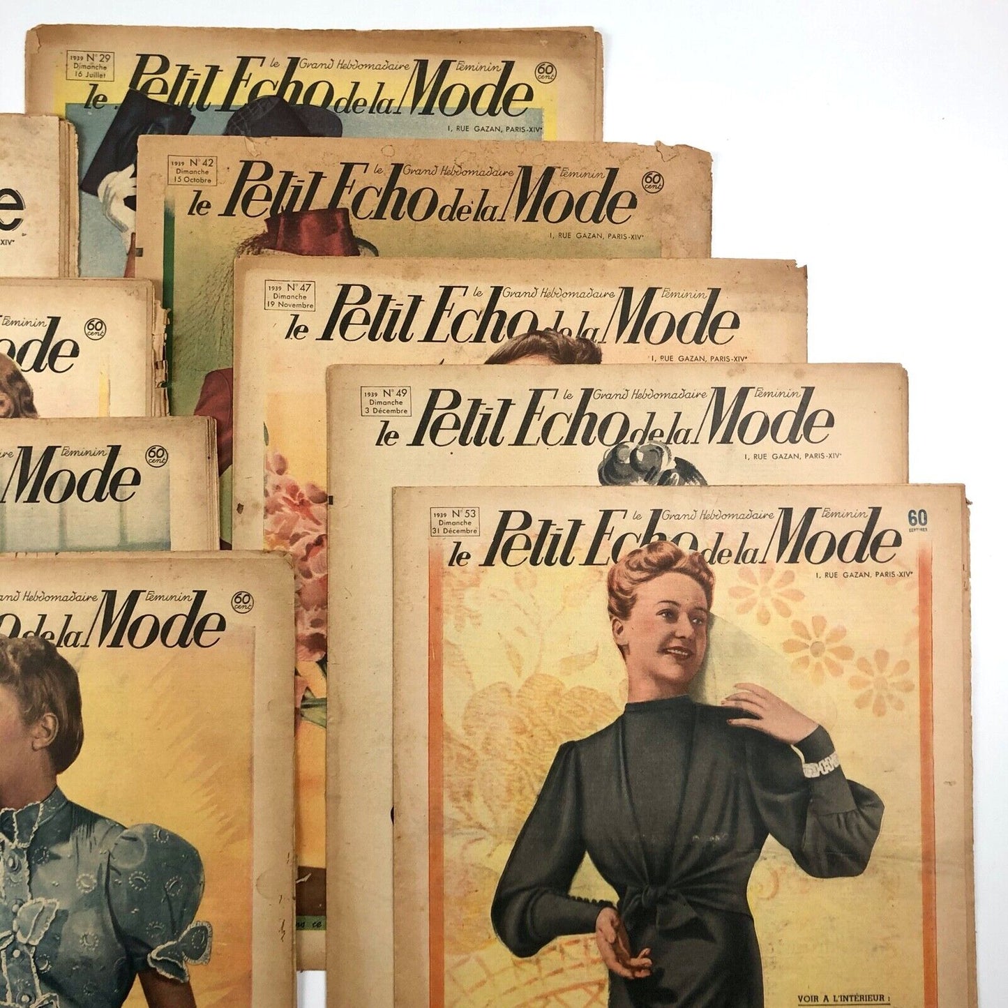 Le Petit Echo de la Mode French fashion journal x 10 issues: 2 x 1938 & 8 x 1939
