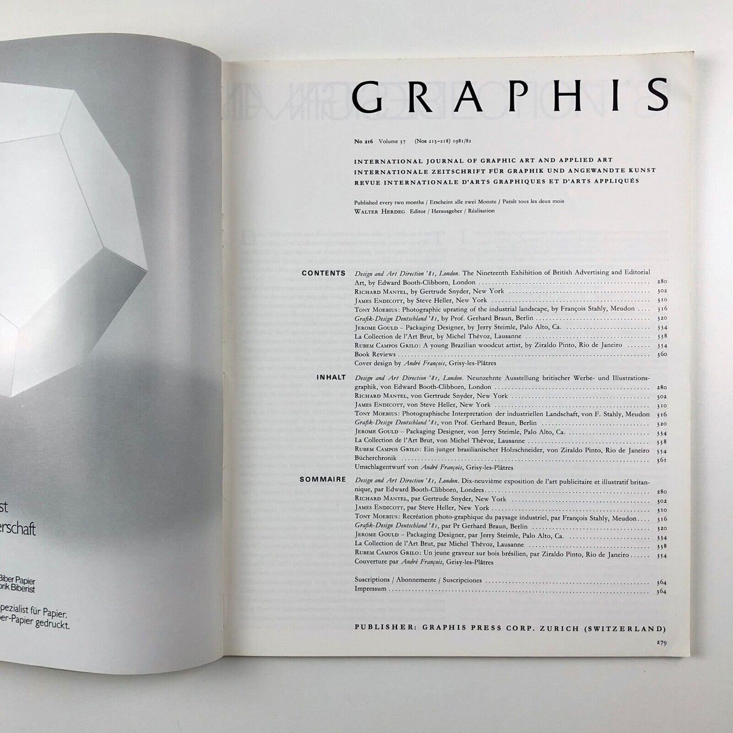 Graphis journal No 216 Vol 37 1981/8 | Walter Herdeg, The Graphis Press
