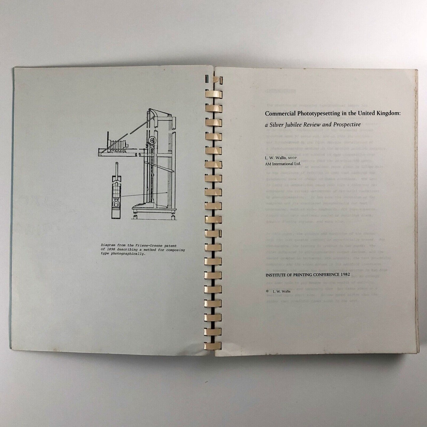 Commercial Phototypesetting in the United Kingdom by L.W. Wallis 1982