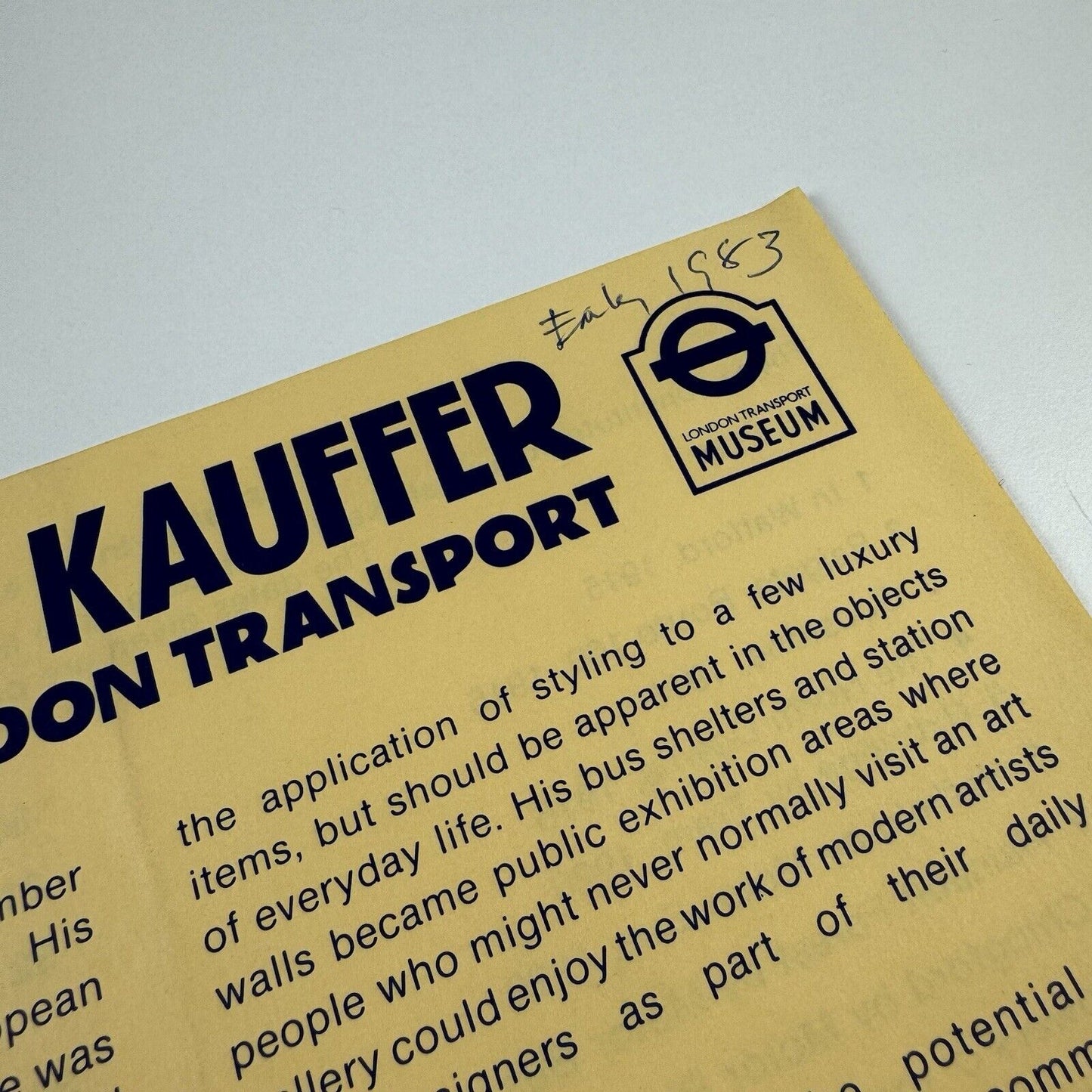 McKnight Kauffer Posters for London Transport list relating to the display at the London Transport Museum in 1983