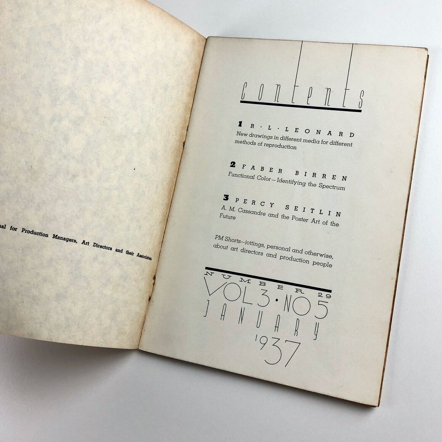 PM – Journal for Production Managers & Art Directors | Vol 3, No 5, January 1937