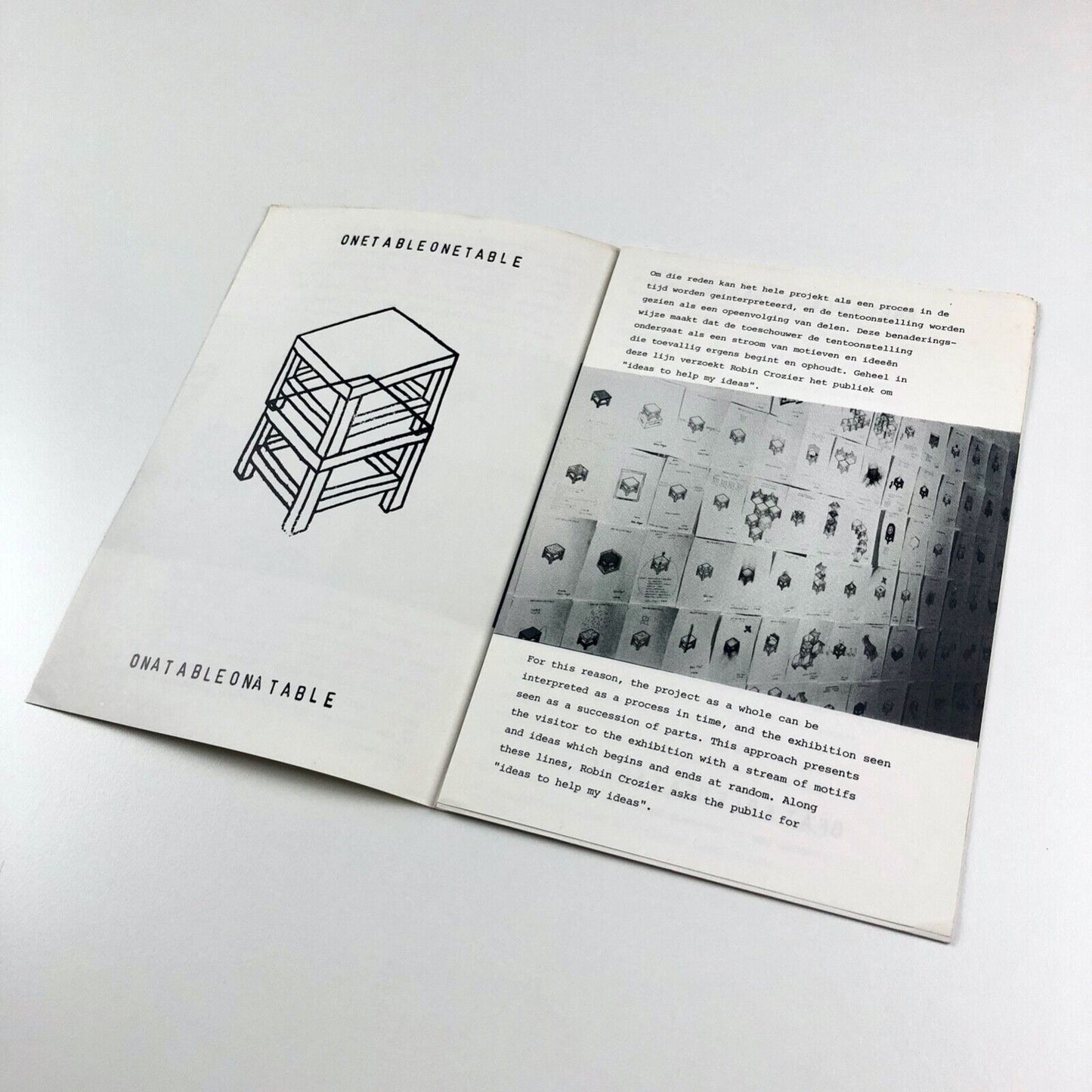 Leaflet for Robin Crozier: Table-project rubber 4 (1981) no 1, Jan to April signed