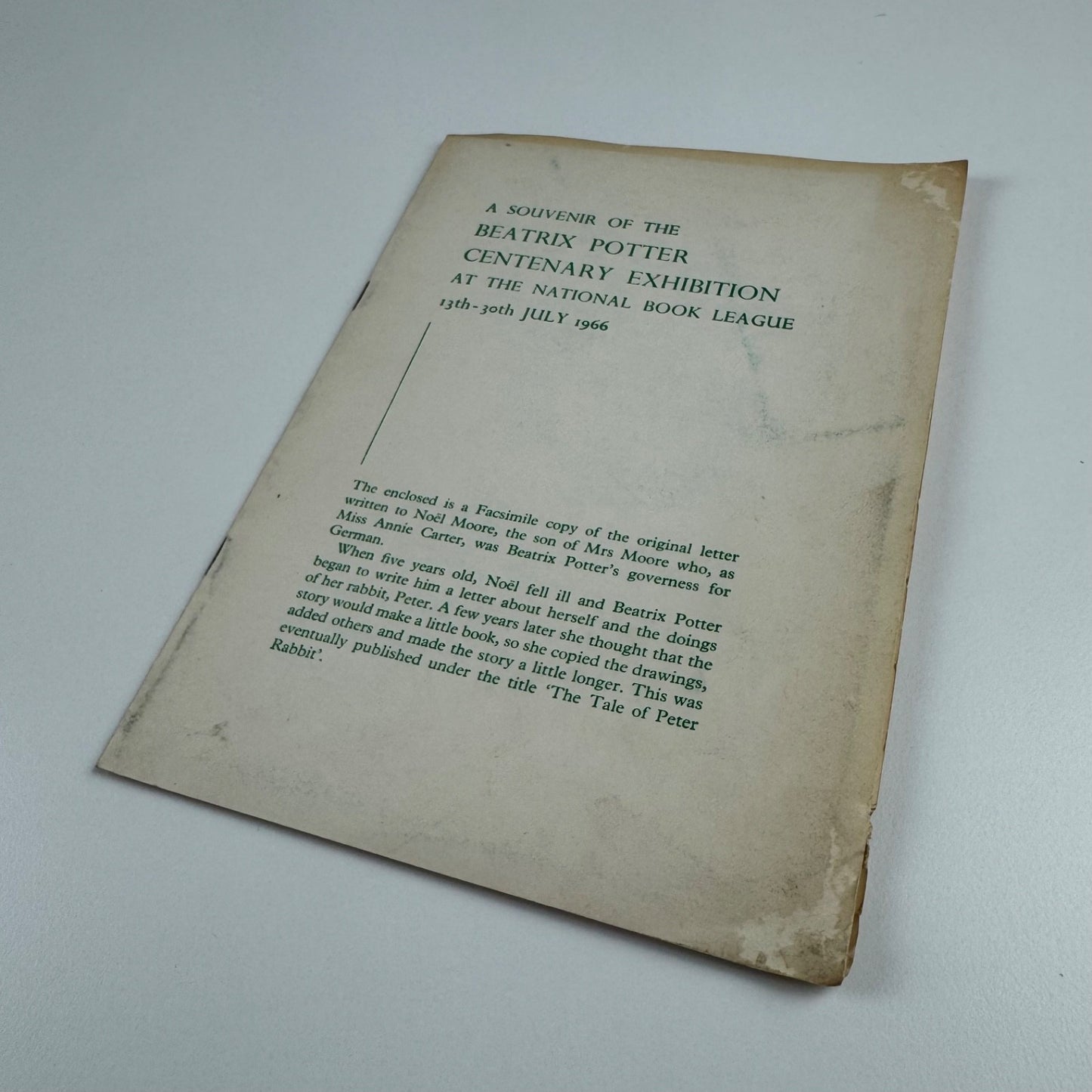 A souvenir of the Beatrix Potter Centenary Exhibition National Book League 1966