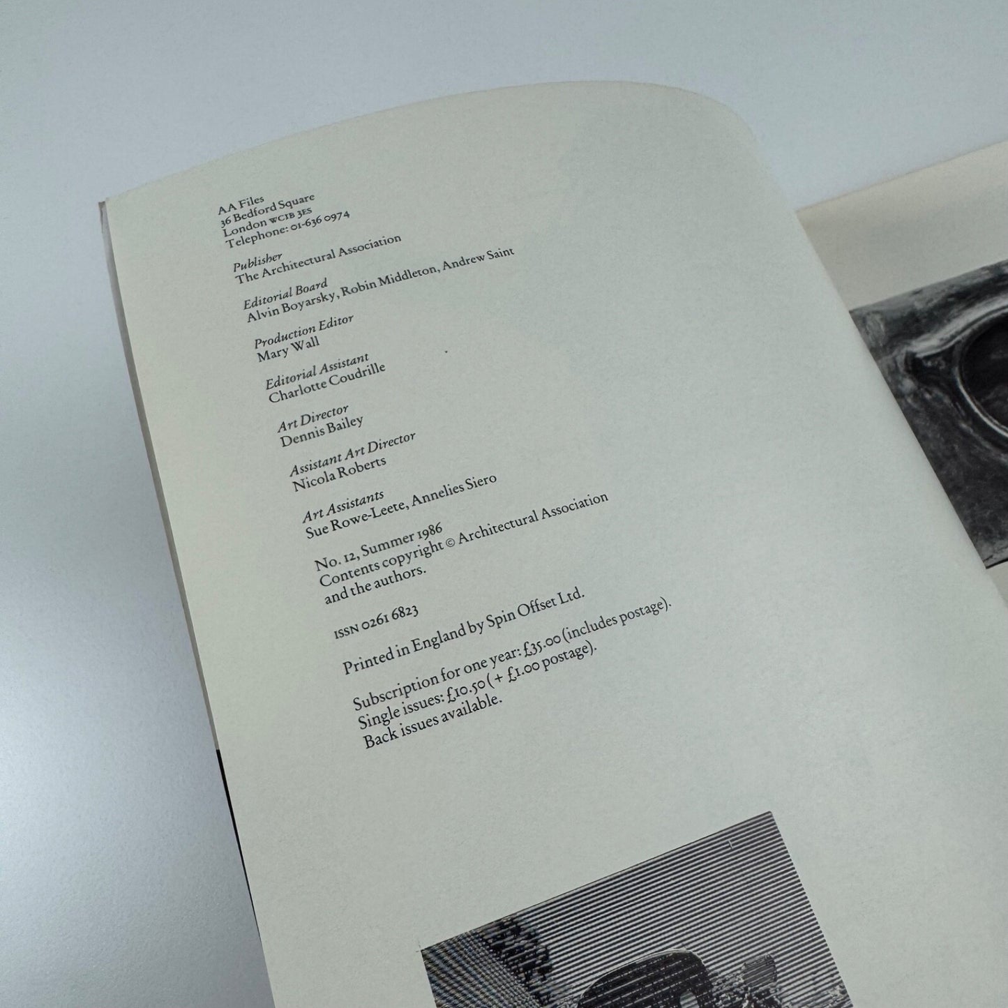 AA Files 12: Annals of the Architectural Association, Number 12, Summer 1986