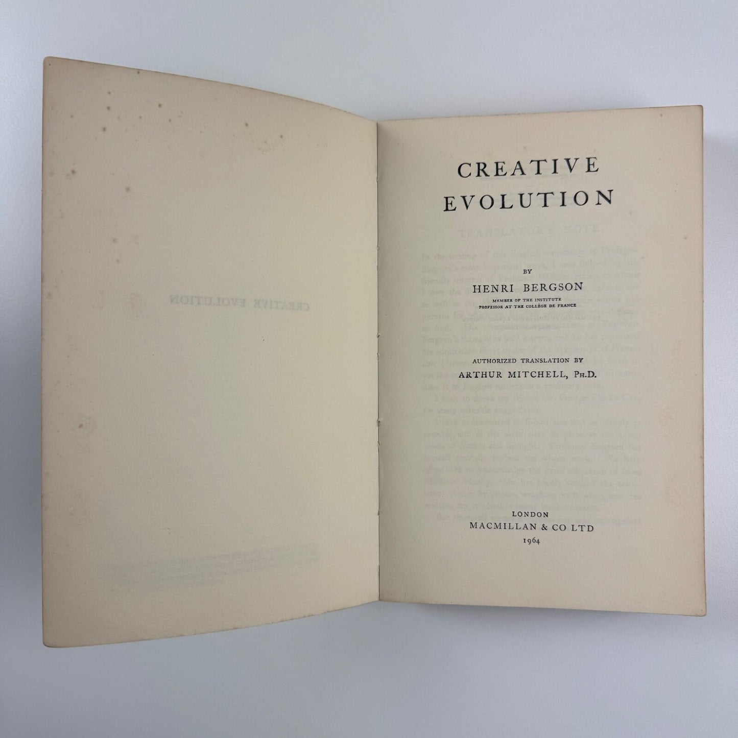 Creative Evolution by Henri Bergson | Macmillan, 1964. Paperback