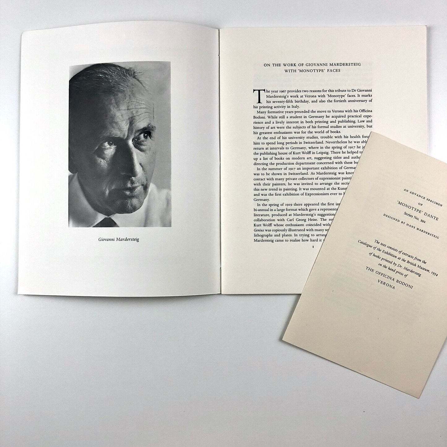The Works of Giovanni Mardersteig with 'Monotype' Faces | Monotype imprint, 1967