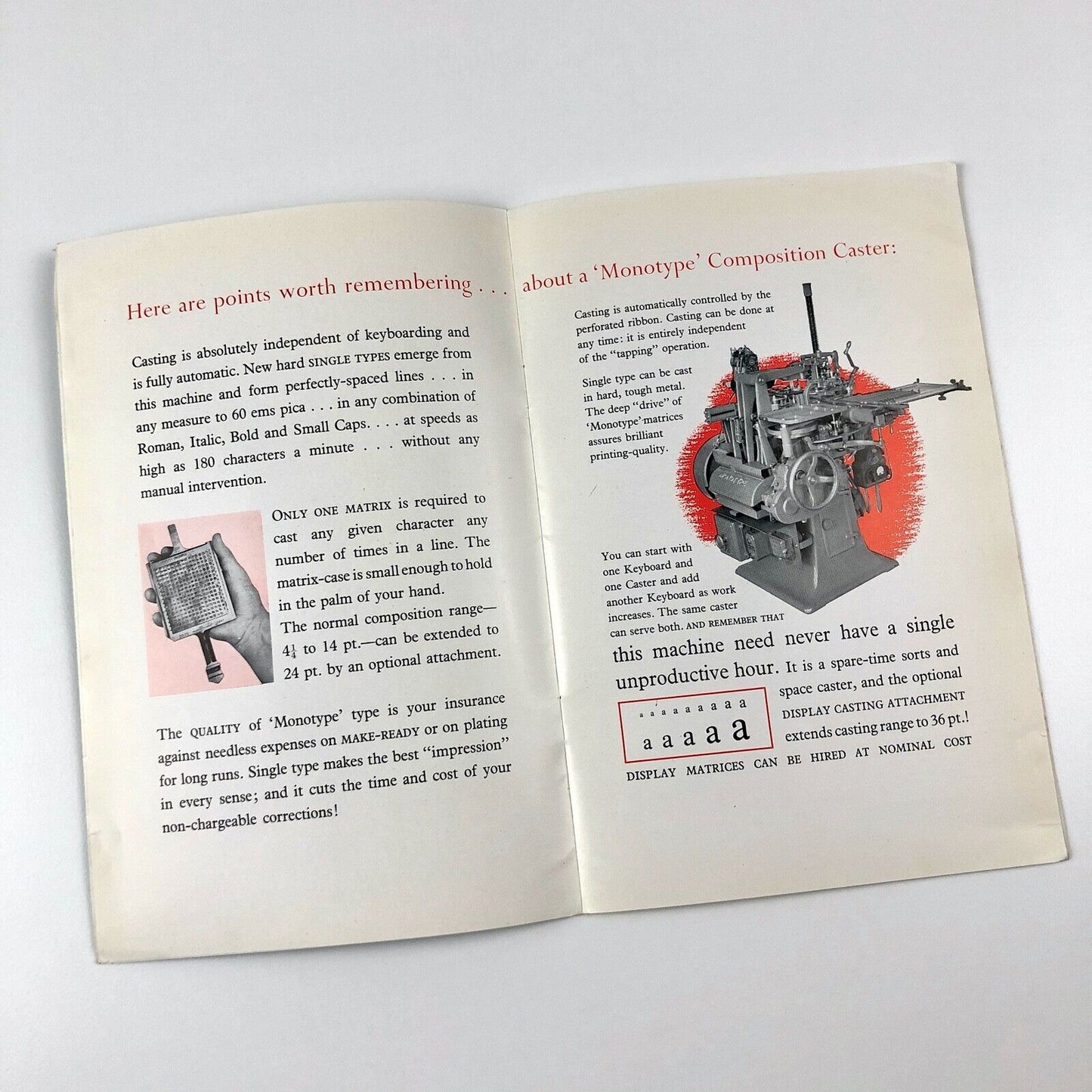 Points to Remember About ‘Monotype’ Composing & Casting Machines | Booklet
