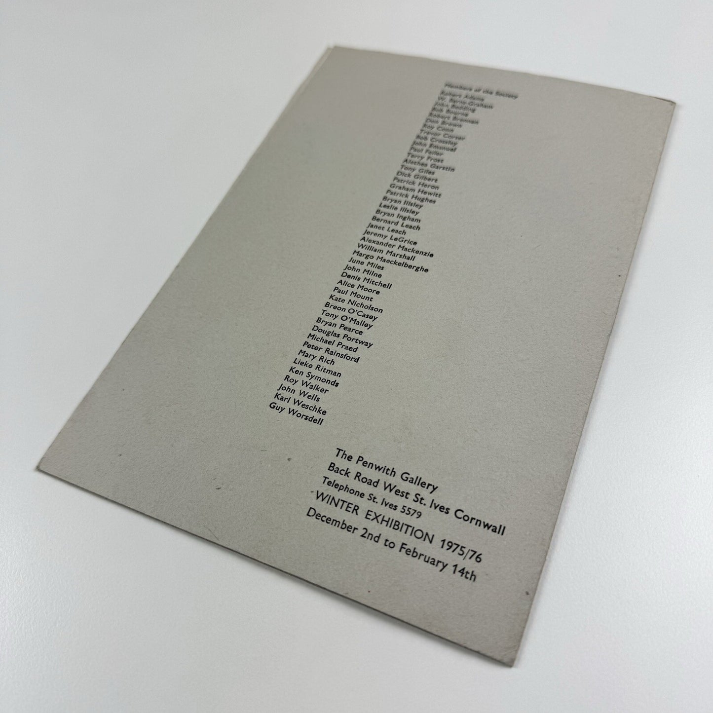 Catalogue – Penwith Winter exhibition 1975/76 | The Penwith Society