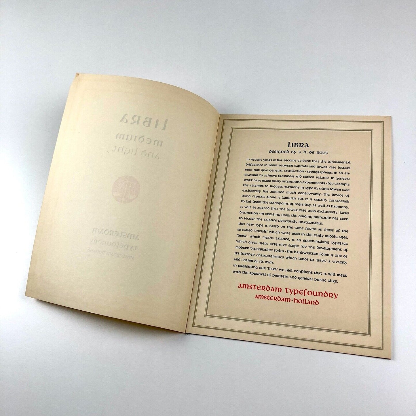 Libra Medium and Light | Amsterdam Type Foundry type specimen | S.H. de Roos | Undated, presumed c.1938