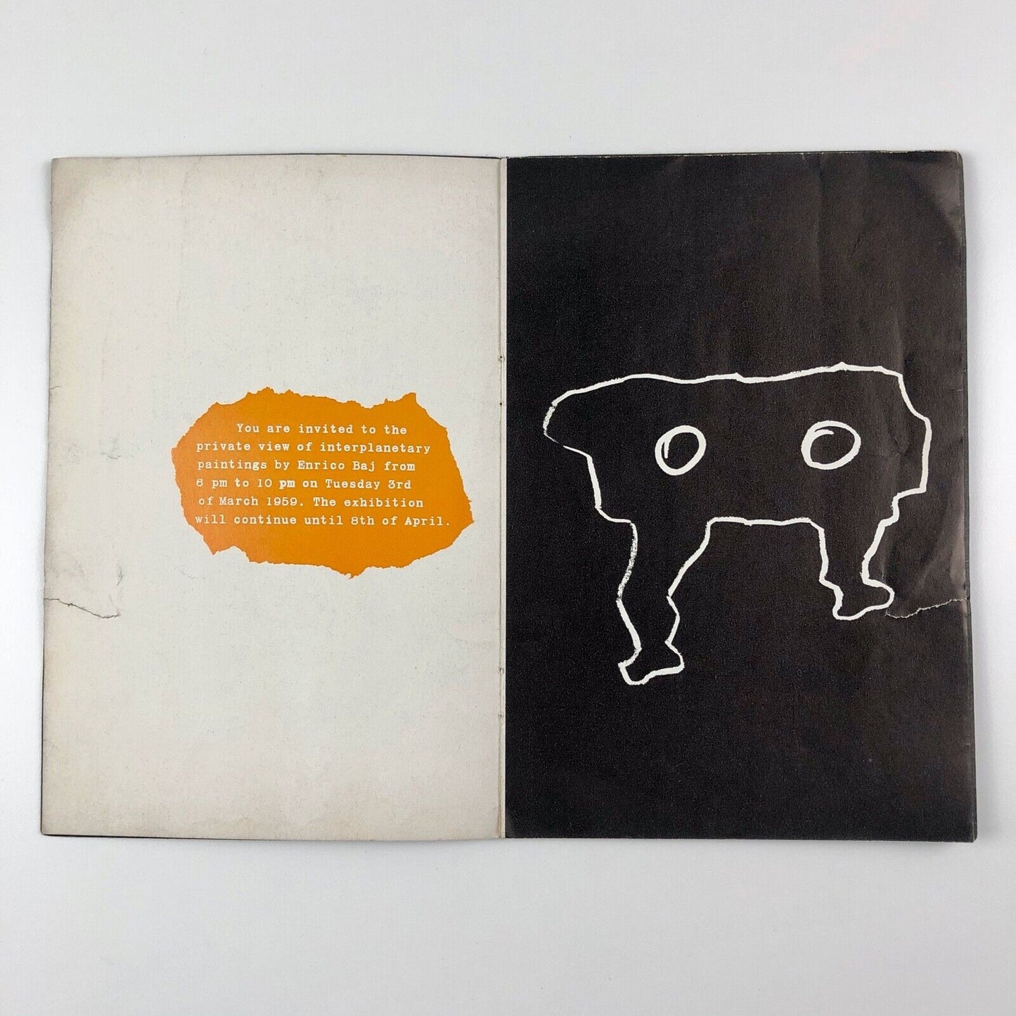 Enrico Baj Interplanetary Paintings | Private View invite Gallery One, London, 1959