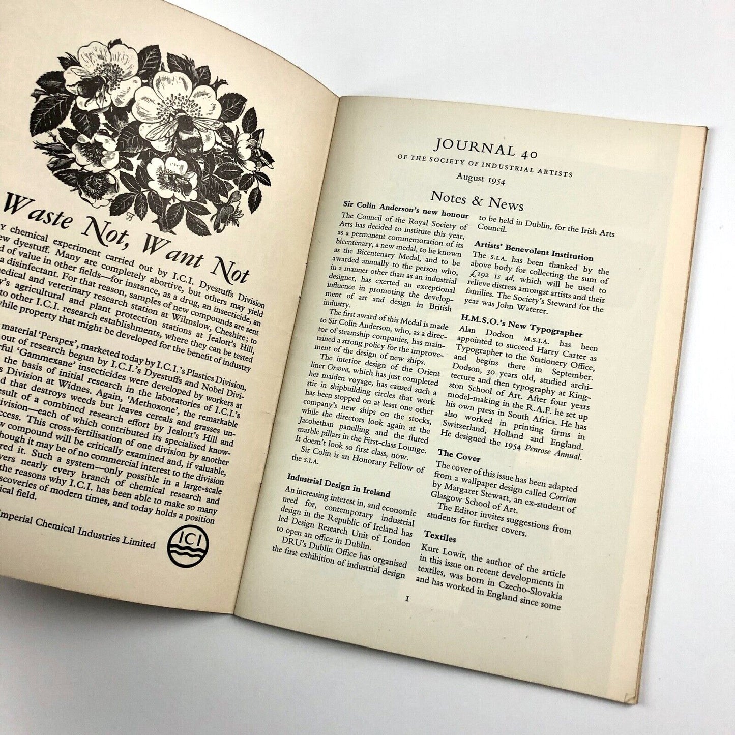 Society of Industrial Artists (SIA) Journal 40, August 1954