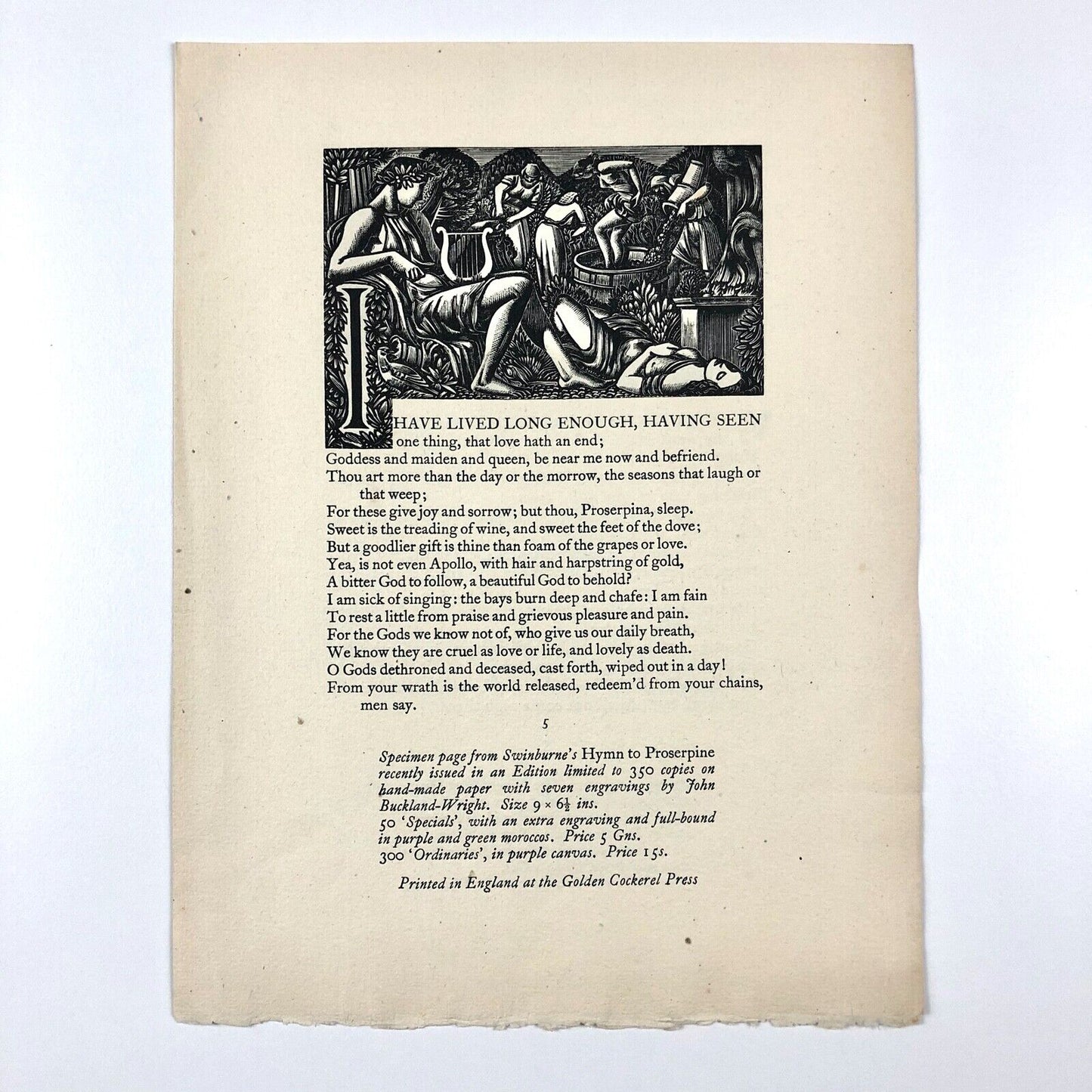 Golden Cockerel Press specimen sheet Dorothea Braby / John Buckland-Wright