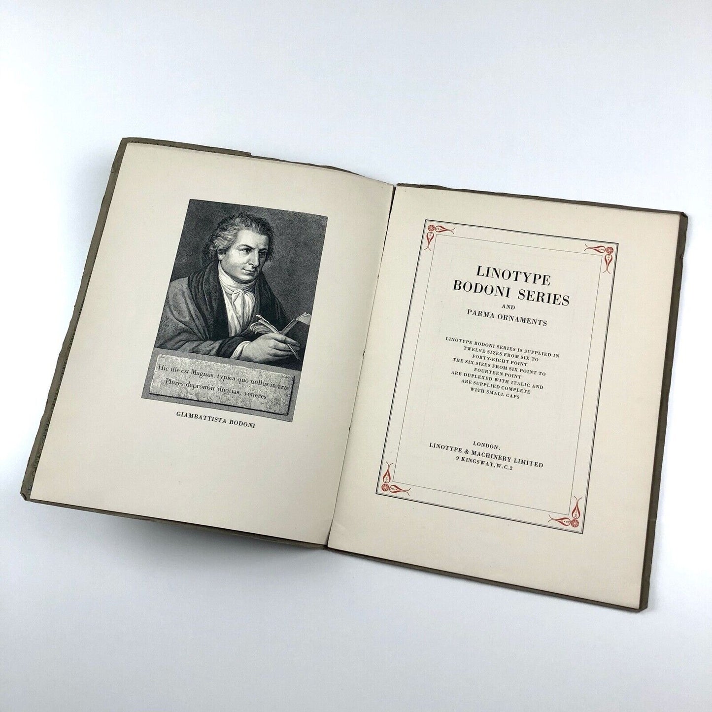 Linotype Bodoni Series and Parma Ornaments | Type specimen booklet 1920/30s?