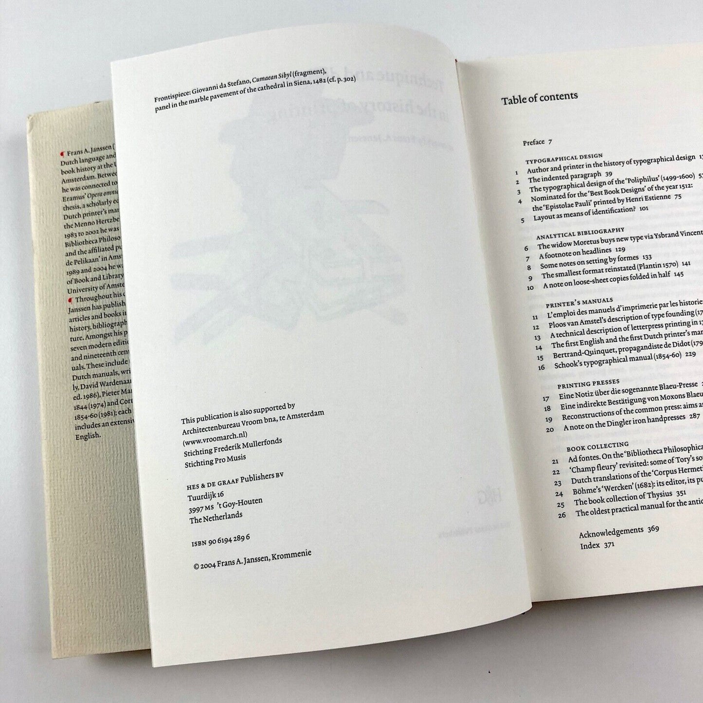 Technique & Design in the History of Printing 26 Essays by Frans A. Janssen | Hes & De Graff Publishers, 2004