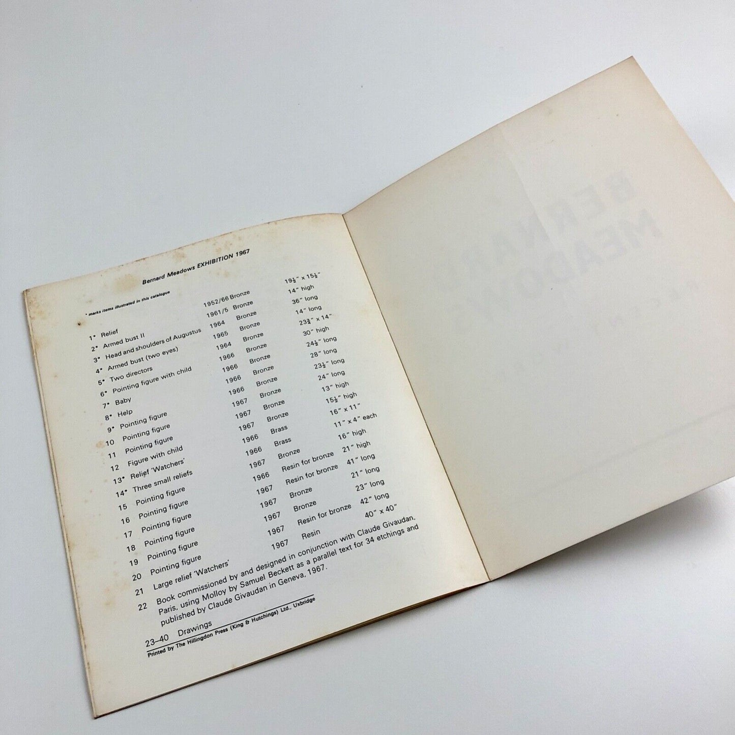 Bernard Meadows Recent works | Gimpel Fils 1967