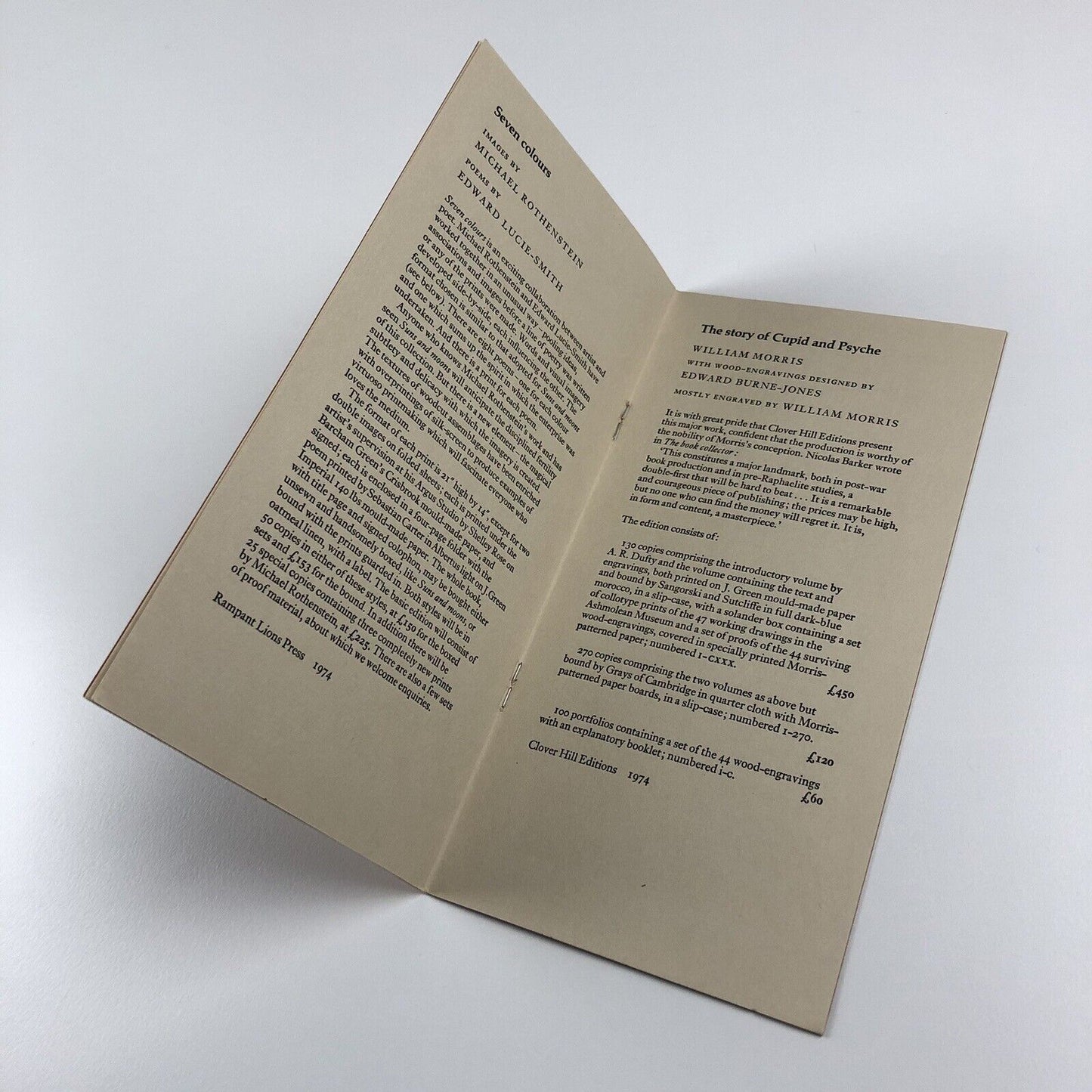 Rampant Lions Press booklet – Books Designed and Printed by Will and Sebastian Carter | 1980