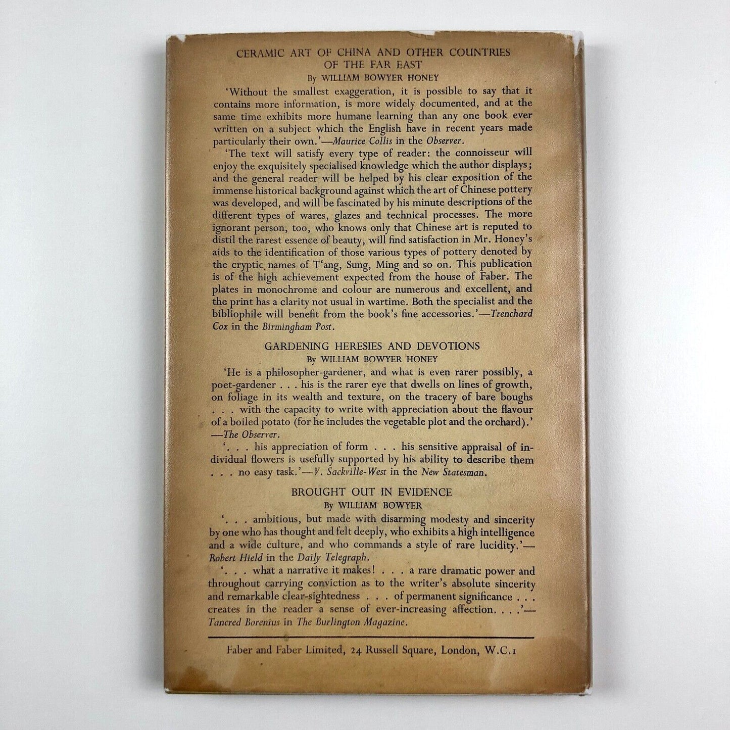 Science and the Creative Arts | William Bowyer Honey, Faber & Faber 1945