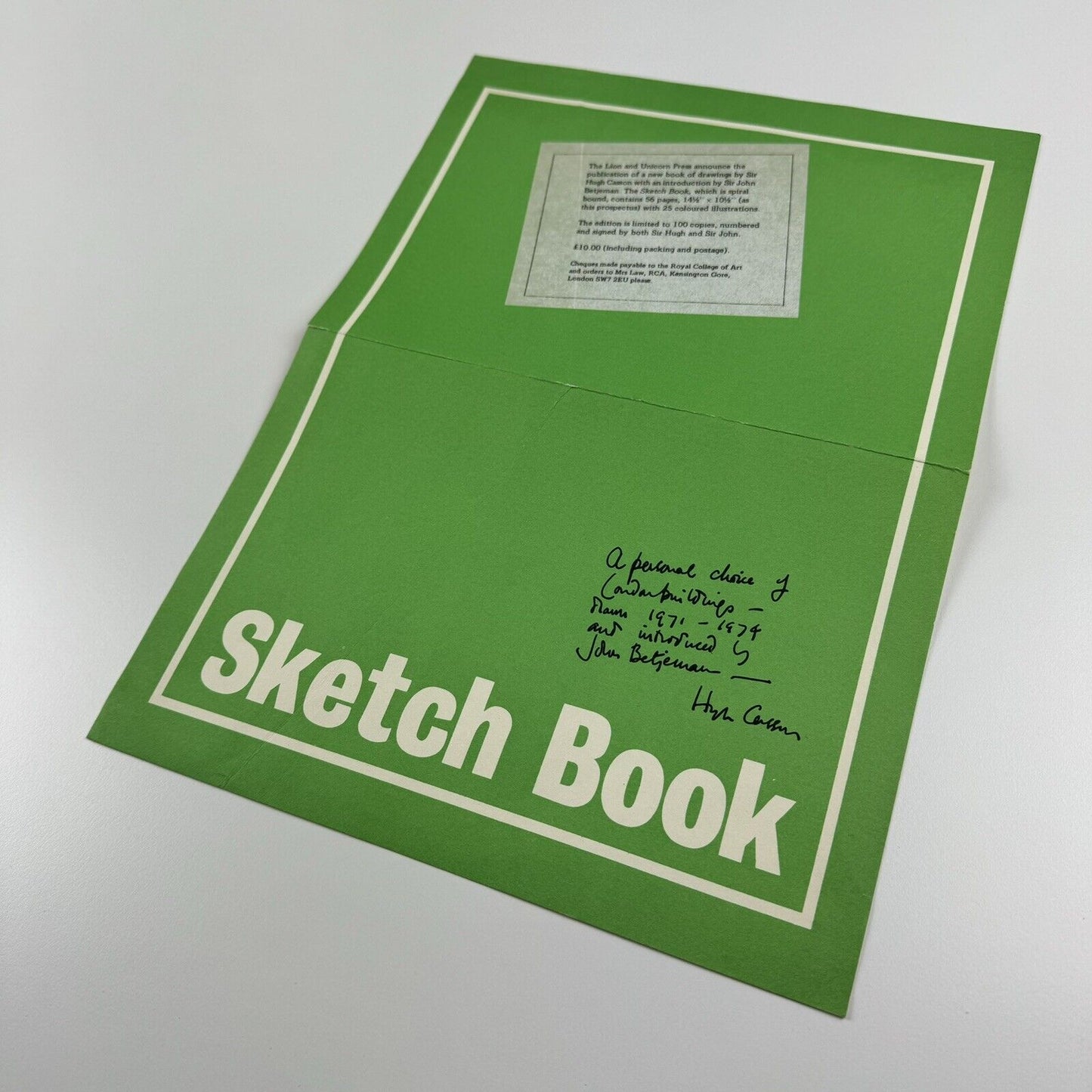 Promotional leaflet for Sketch Book by Hugh Casson | The Lion and Unicorn Press, 1975