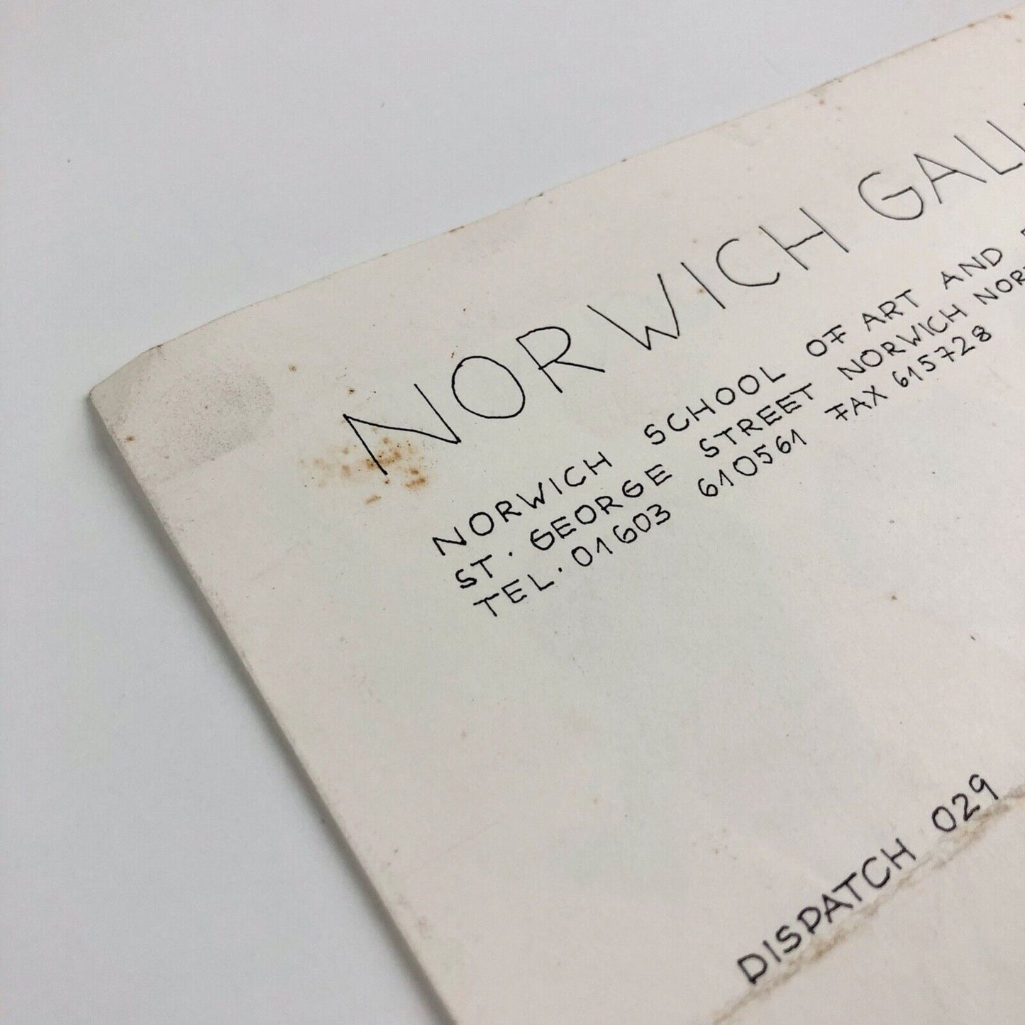 Leaflet to accompany the exhibition Fritz Schwegler | Norwich Gallery Norwich School of Art and Design 1996