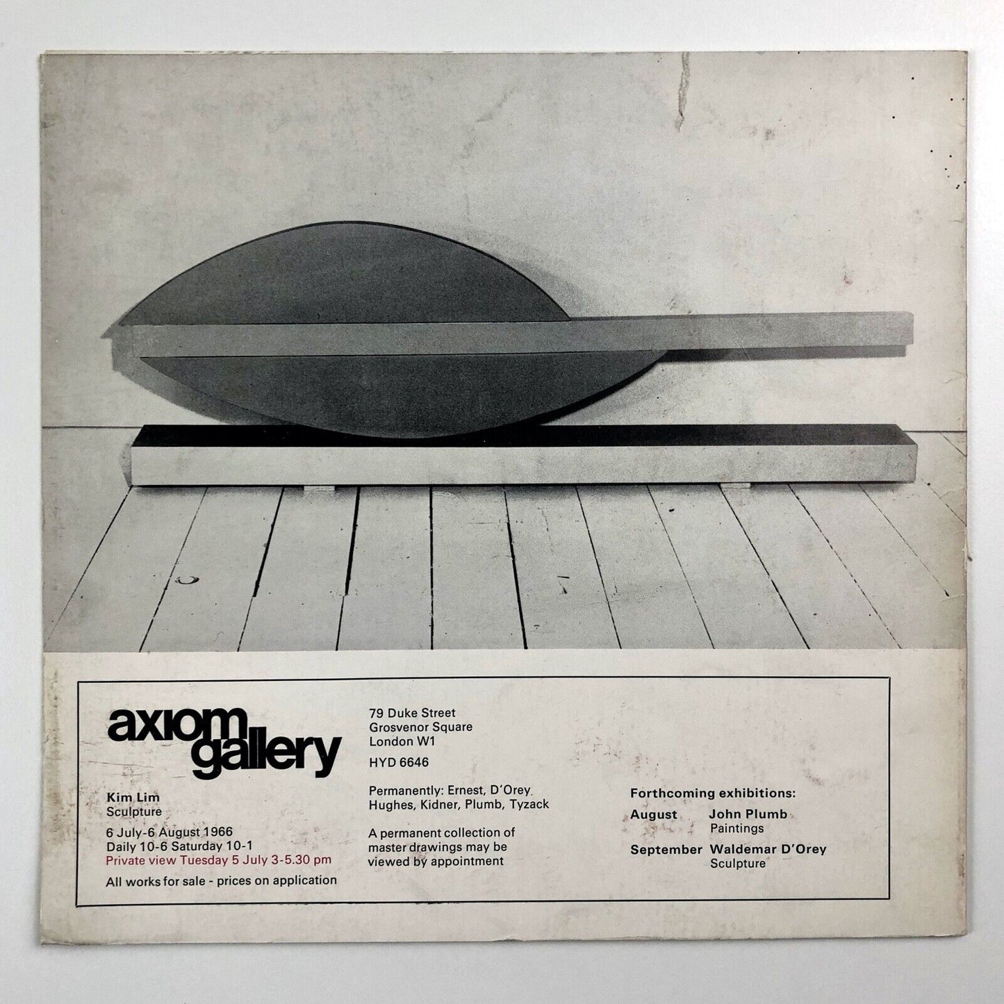 Kim Lim. Sculpture | Axiom Gallery 1966 | Jasia Reichardt introduction