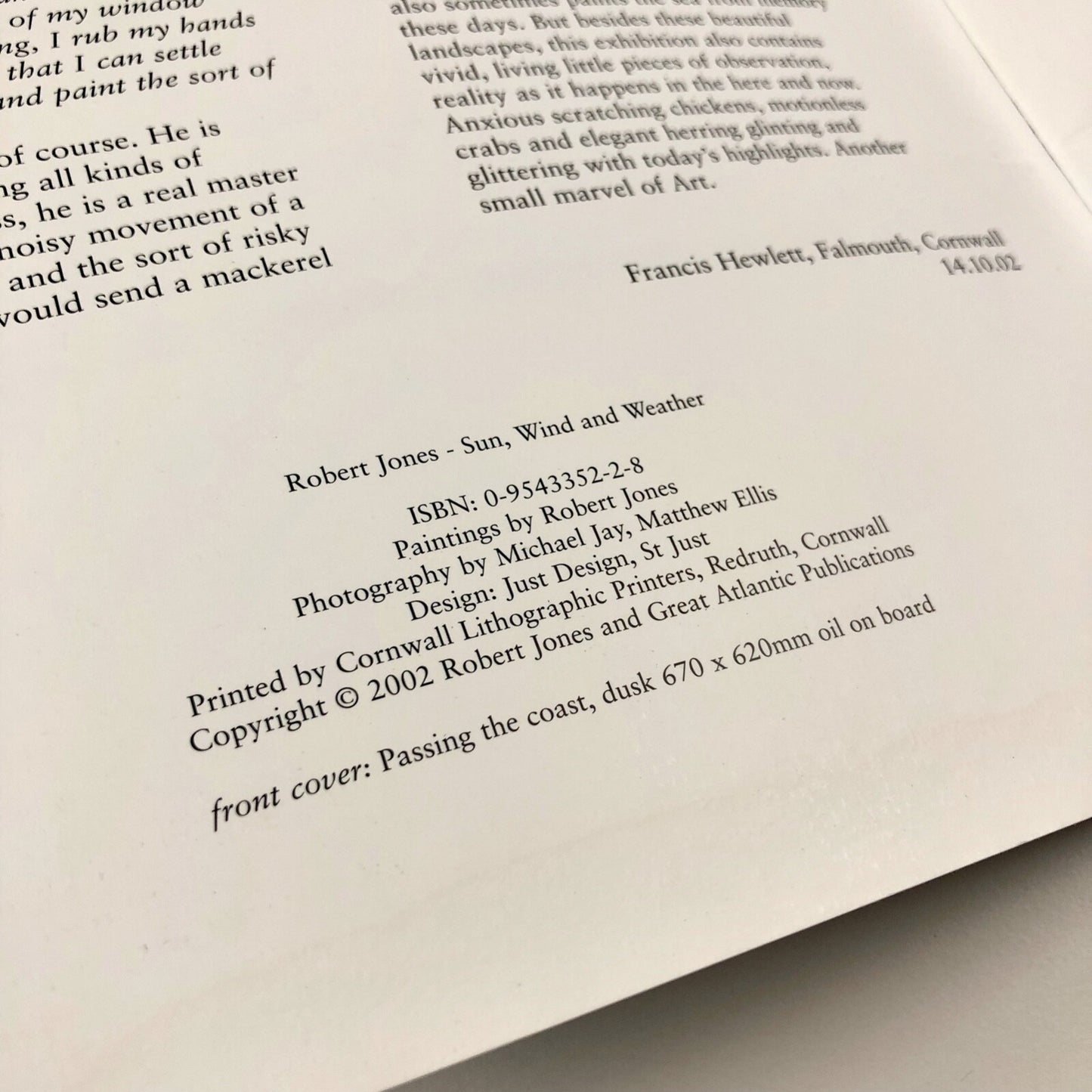 Robert Jones – Sun, Wind and Weather | Foreword by Frances Hewlett, 2002