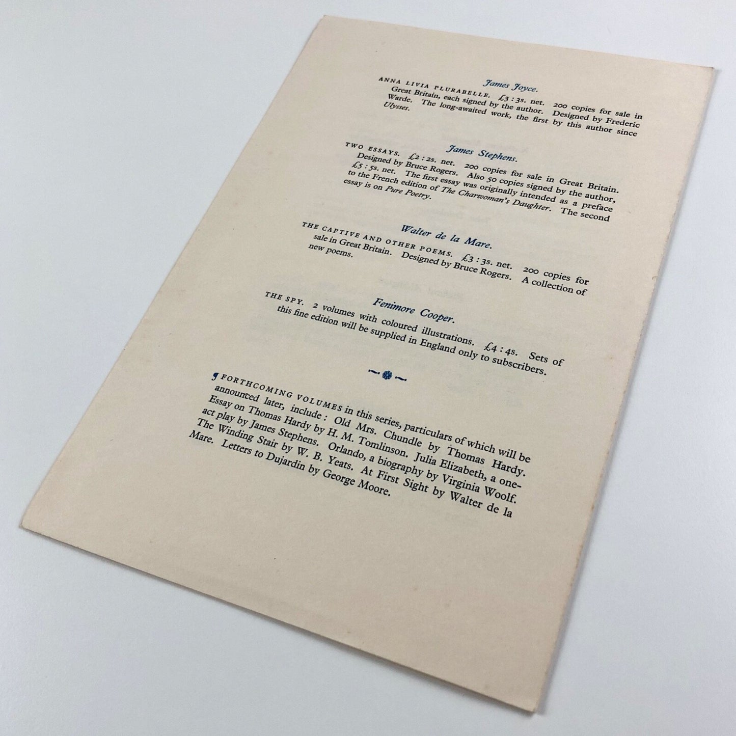 Prospectus leaflet – New Works by Modern Authors | Dulau / Crosby / Gaige | Bowling Green Press