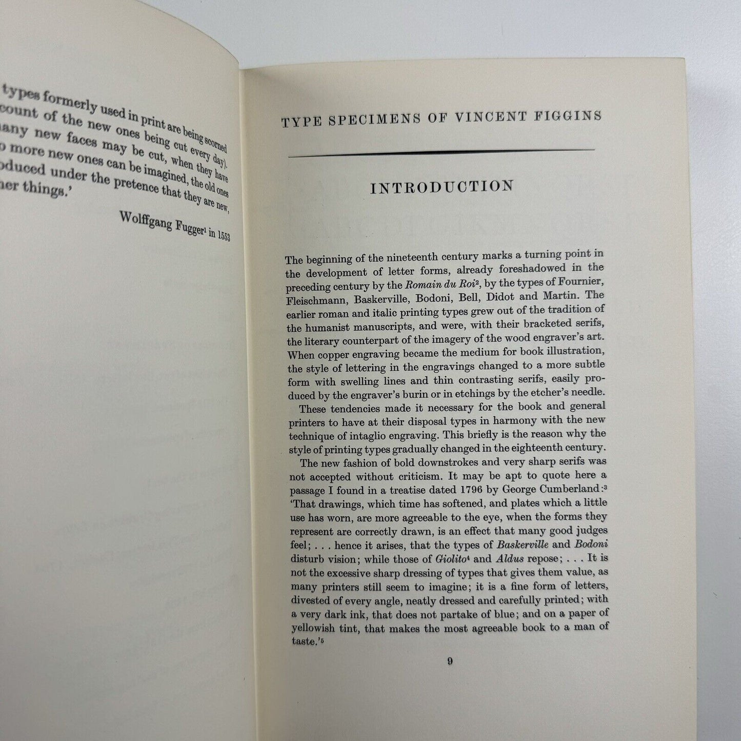 Vincent Figgins Type Specimens 1801 and 1815 edited Berthold Wolpe | The Printing Historical Society, St Bride Institute, 1967 | ex-library Westminster Libraries