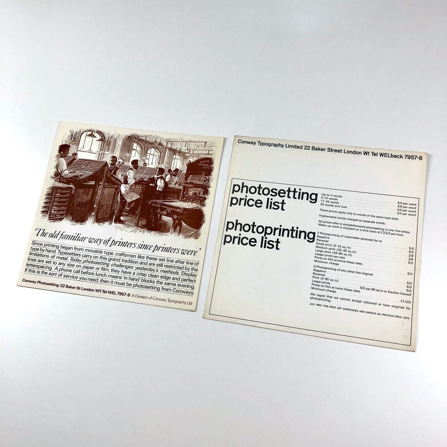 Conway Typography Limited – typefaces for photocomposition | Brochure & ephemera