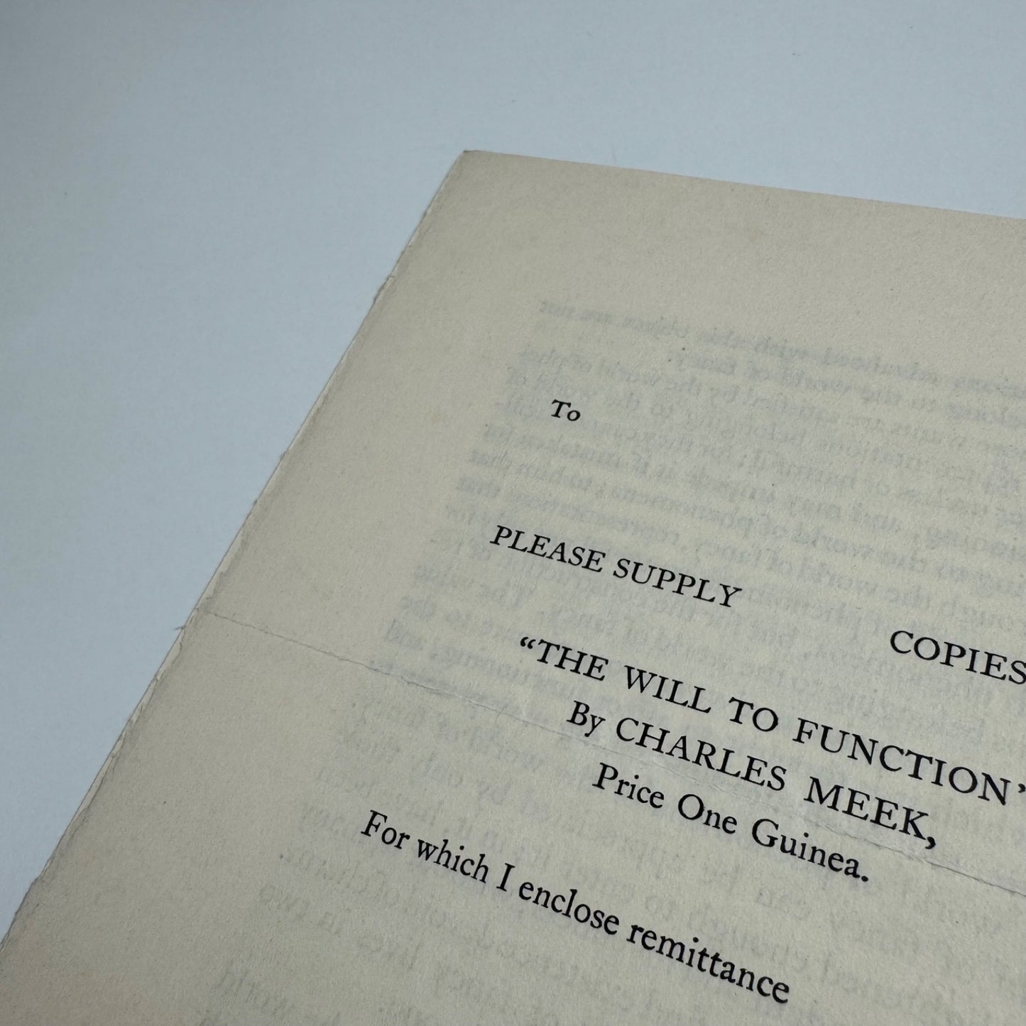Prospectus for The Will to Function Charles Meek | Golden Cockerel Press, 1929