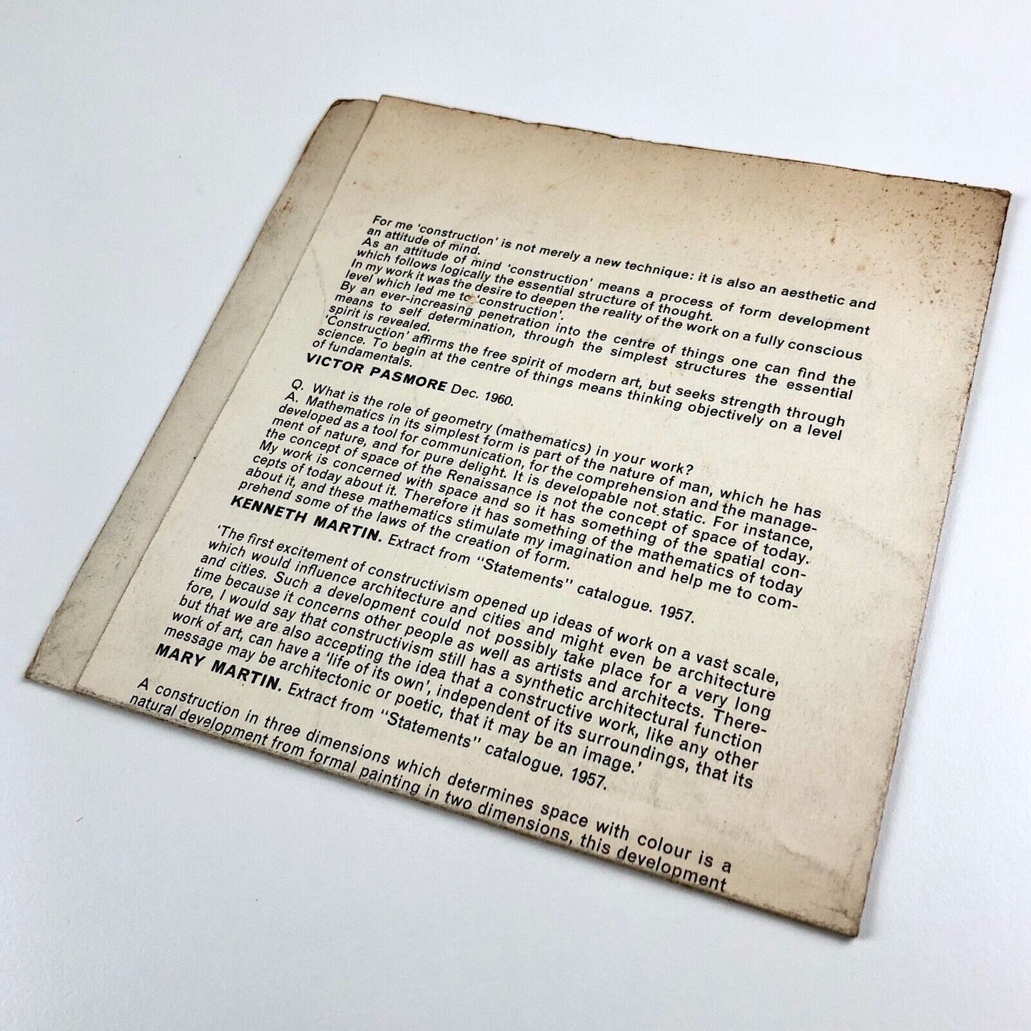 Construction: England: 1950-1960 | Drian Gallery, 1961 exhibition catalogue