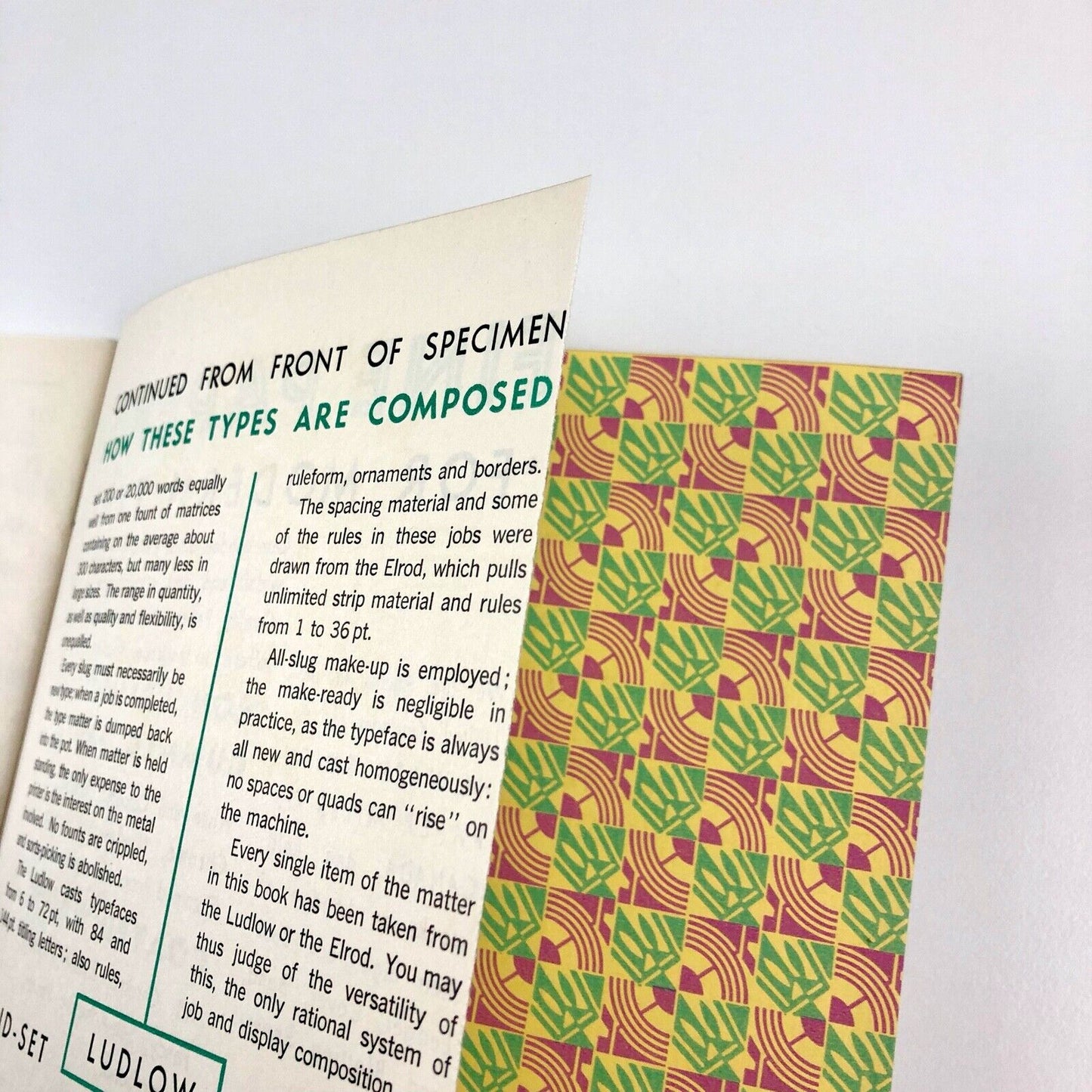 Three Modern Families: Stellar Karnak Tempo | Ludlow type specimen booklet, 1933